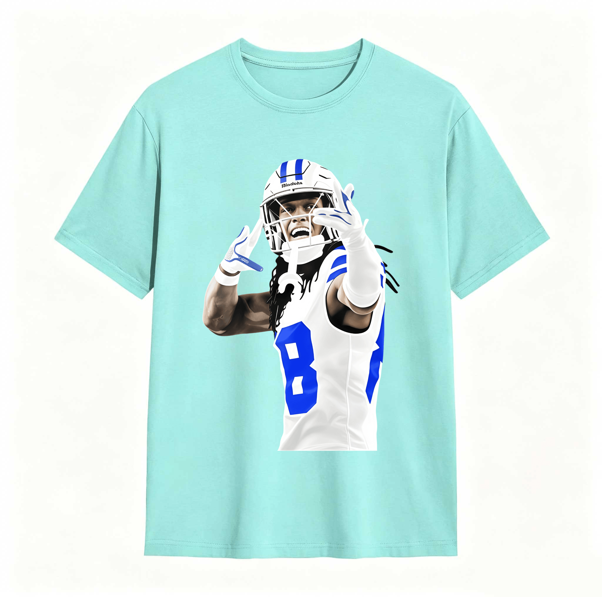 Dorawear™ Football Player In Action Pose With Number Eight T Shirt