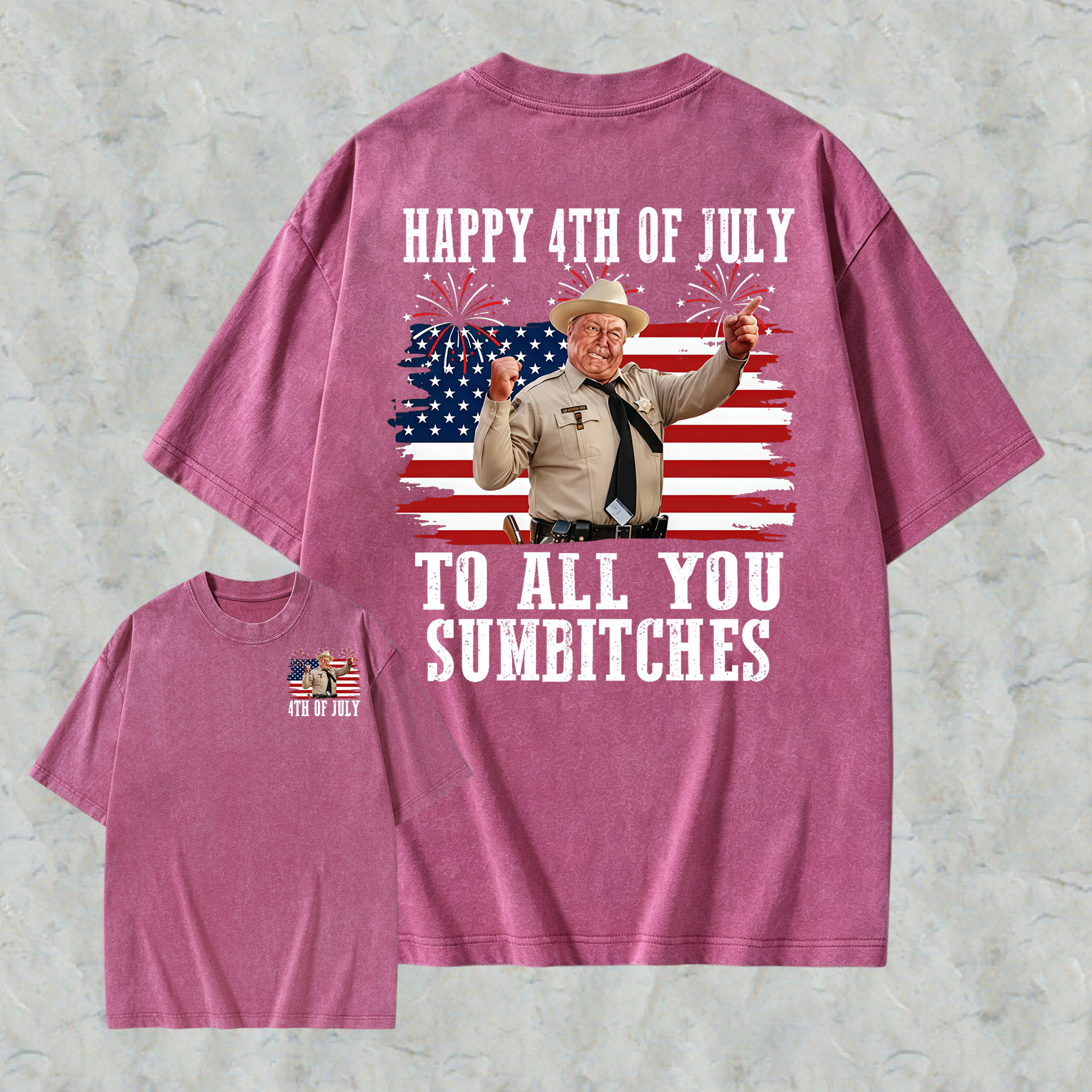 Smokey and the Bandit 4th of July Funny Sumbitches Independence Day  Washed Tee