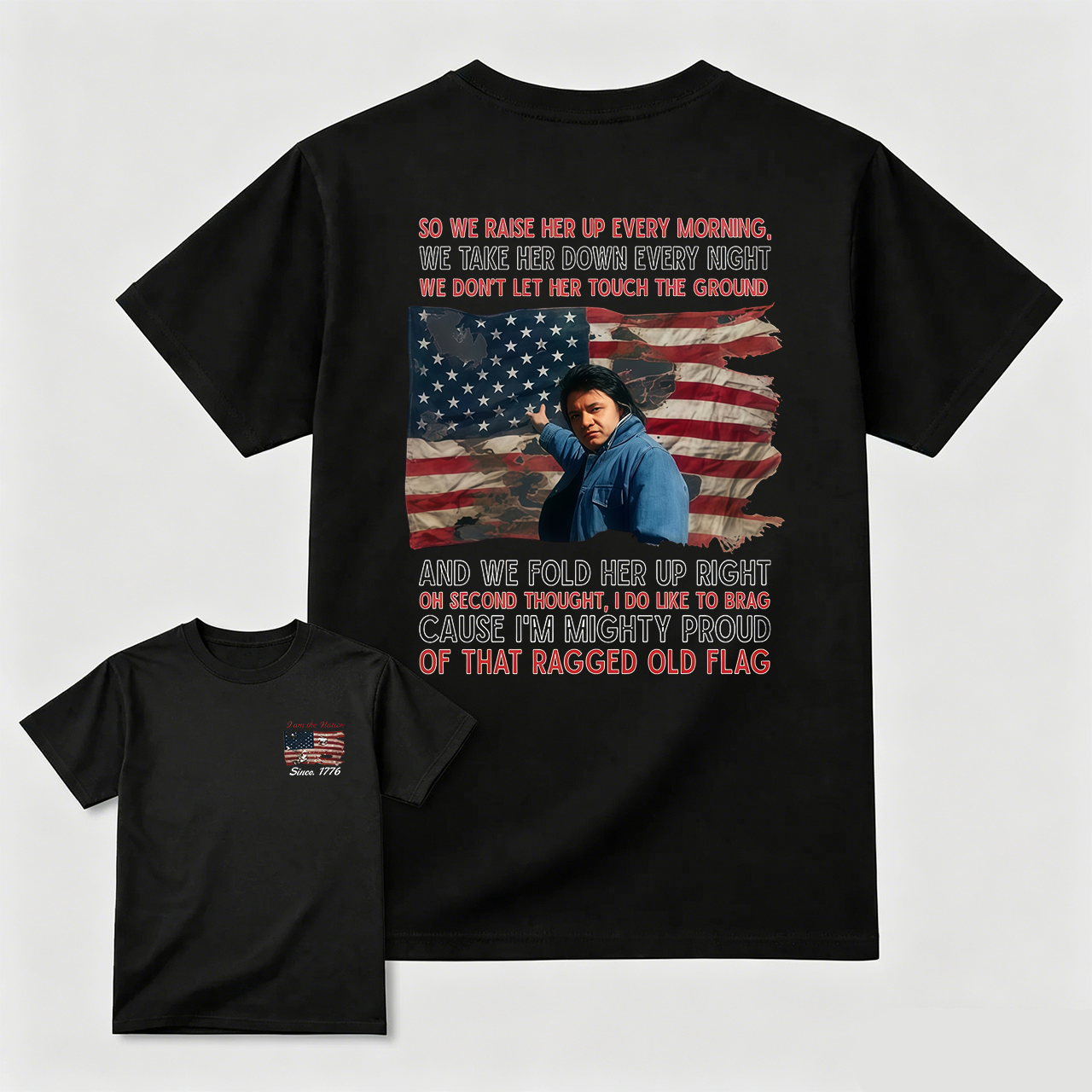 Johnny Cash 4th of July Tee, Ragged Old Flag T-Shirt, Legend of Country Music Shirt, American Independence Day Apparel, MADE IN USA