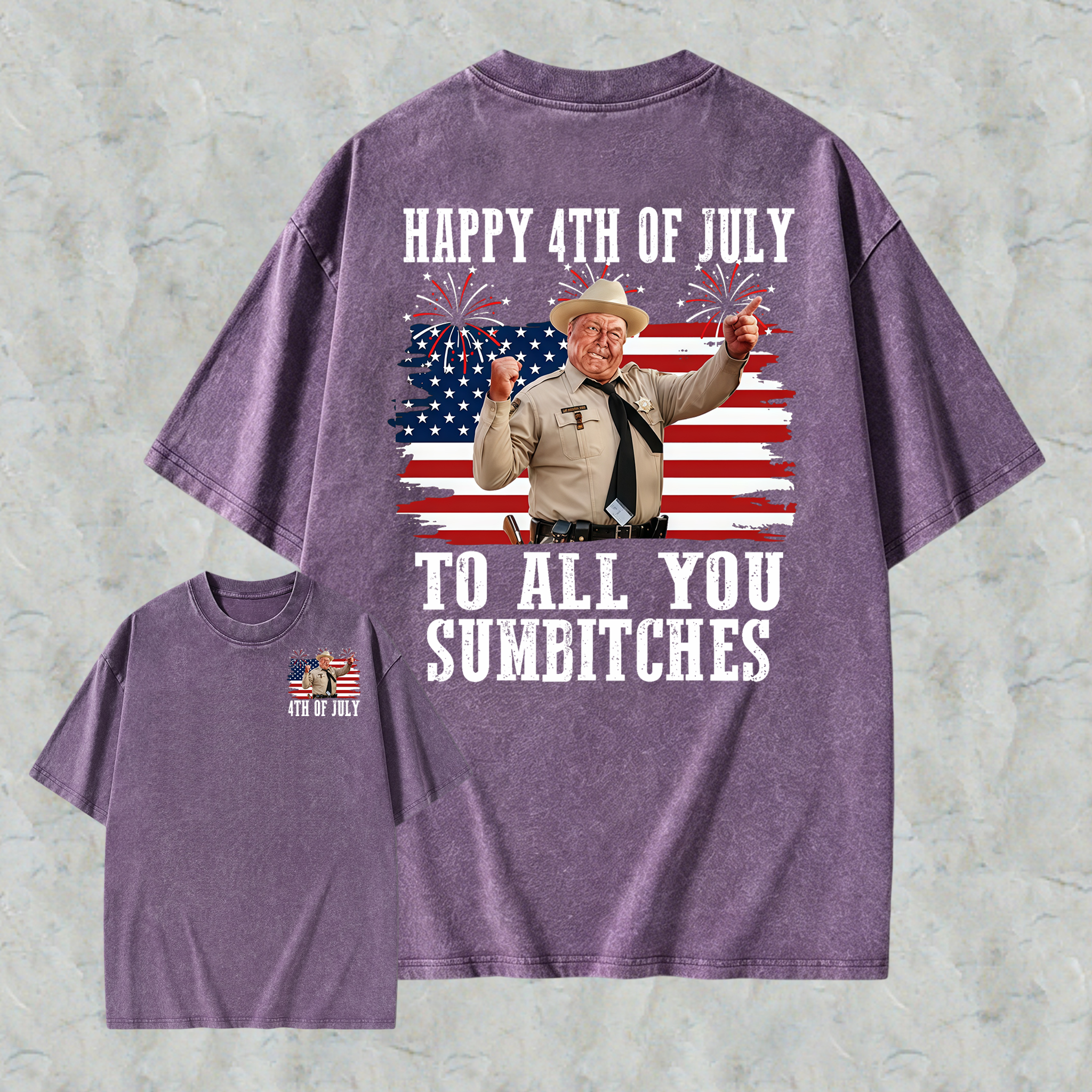 Smokey and the Bandit 4th of July Funny Sumbitches Independence Day  Washed Tee