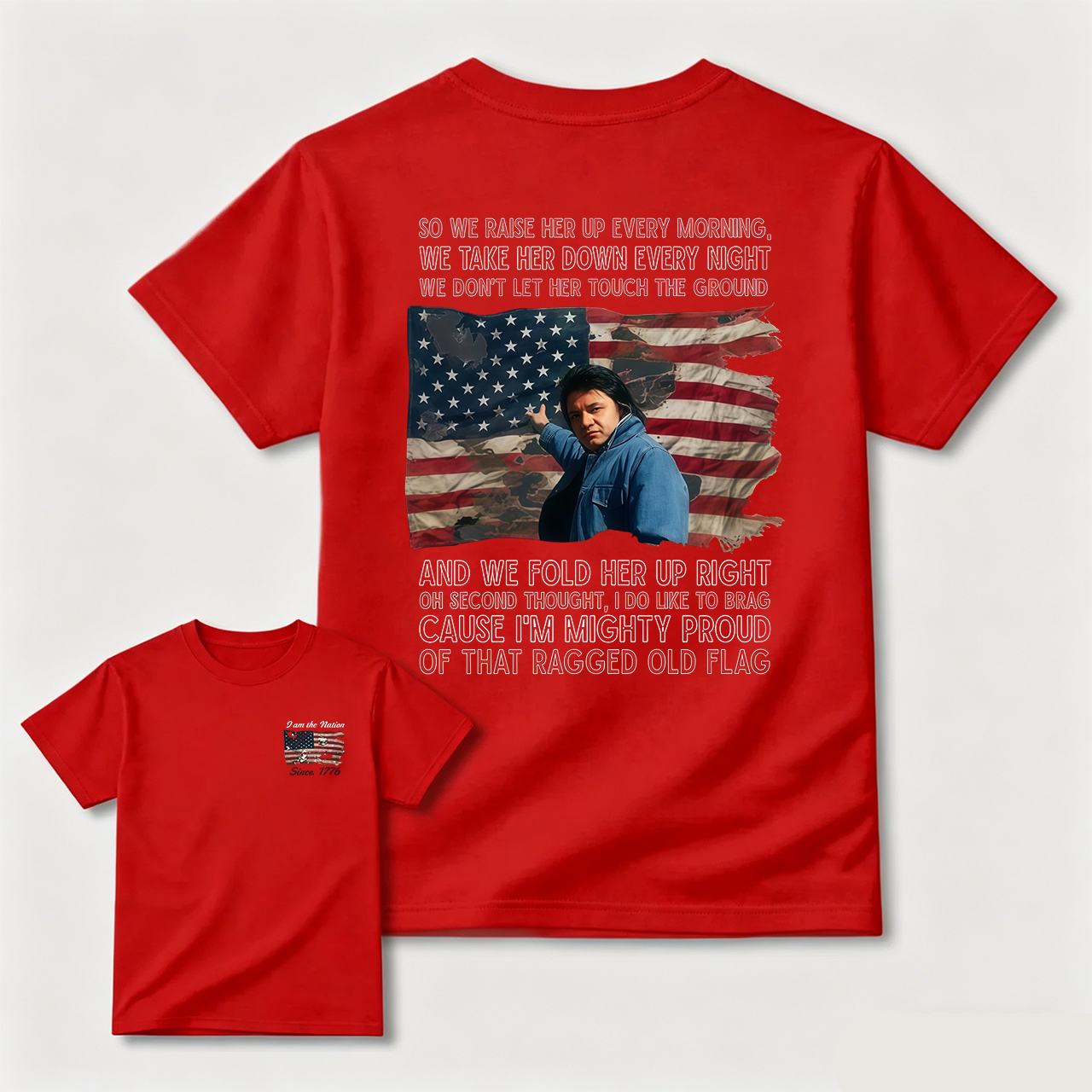 Johnny Cash 4th of July Tee, Ragged Old Flag T-Shirt, Legend of Country Music Shirt, American Independence Day Apparel, MADE IN USA