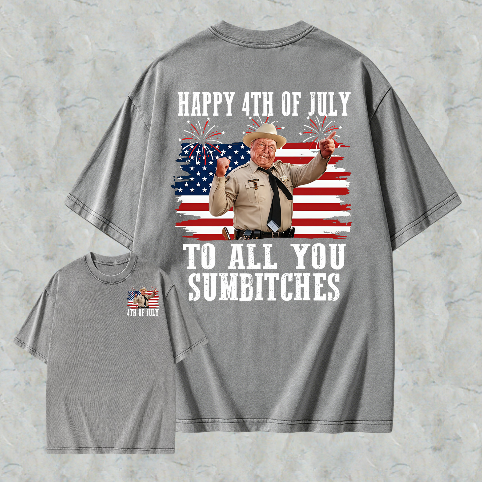 Smokey and the Bandit 4th of July Funny Sumbitches Independence Day  Washed Tee