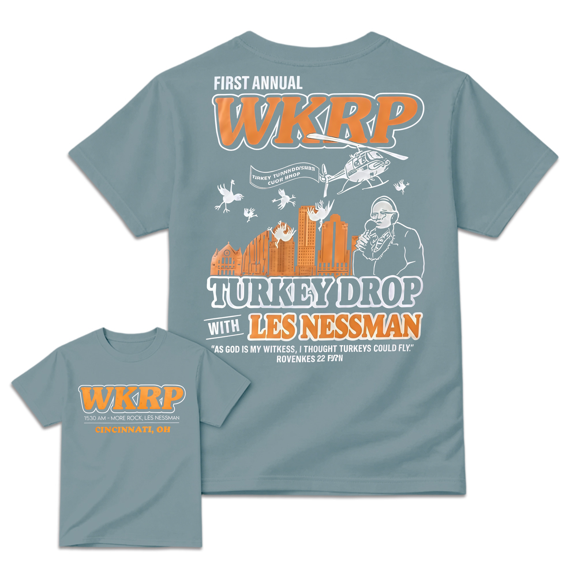 "As God Is My Witness" - WKRP Turkey Drop Retro Sitcom T-shirt