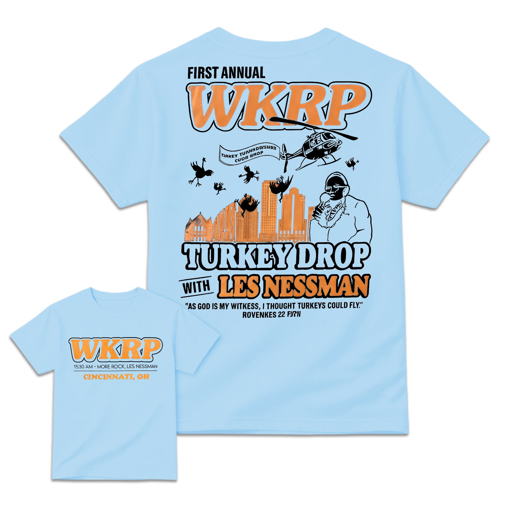 "As God Is My Witness" - WKRP Turkey Drop Retro Sitcom T-shirt