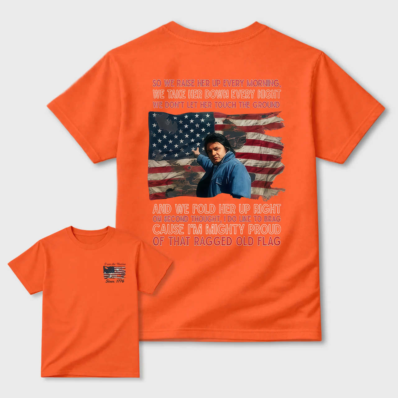 Johnny Cash 4th of July Tee, Ragged Old Flag T-Shirt, Legend of Country Music Shirt, American Independence Day Apparel, MADE IN USA