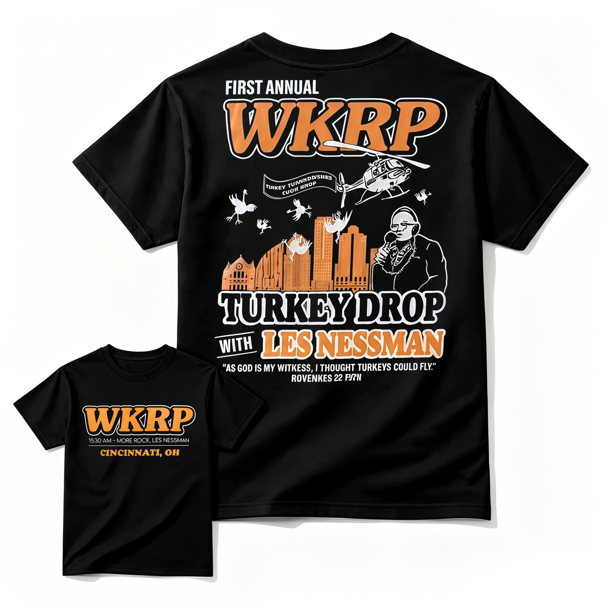 "As God Is My Witness" - WKRP Turkey Drop Retro Sitcom T-shirt