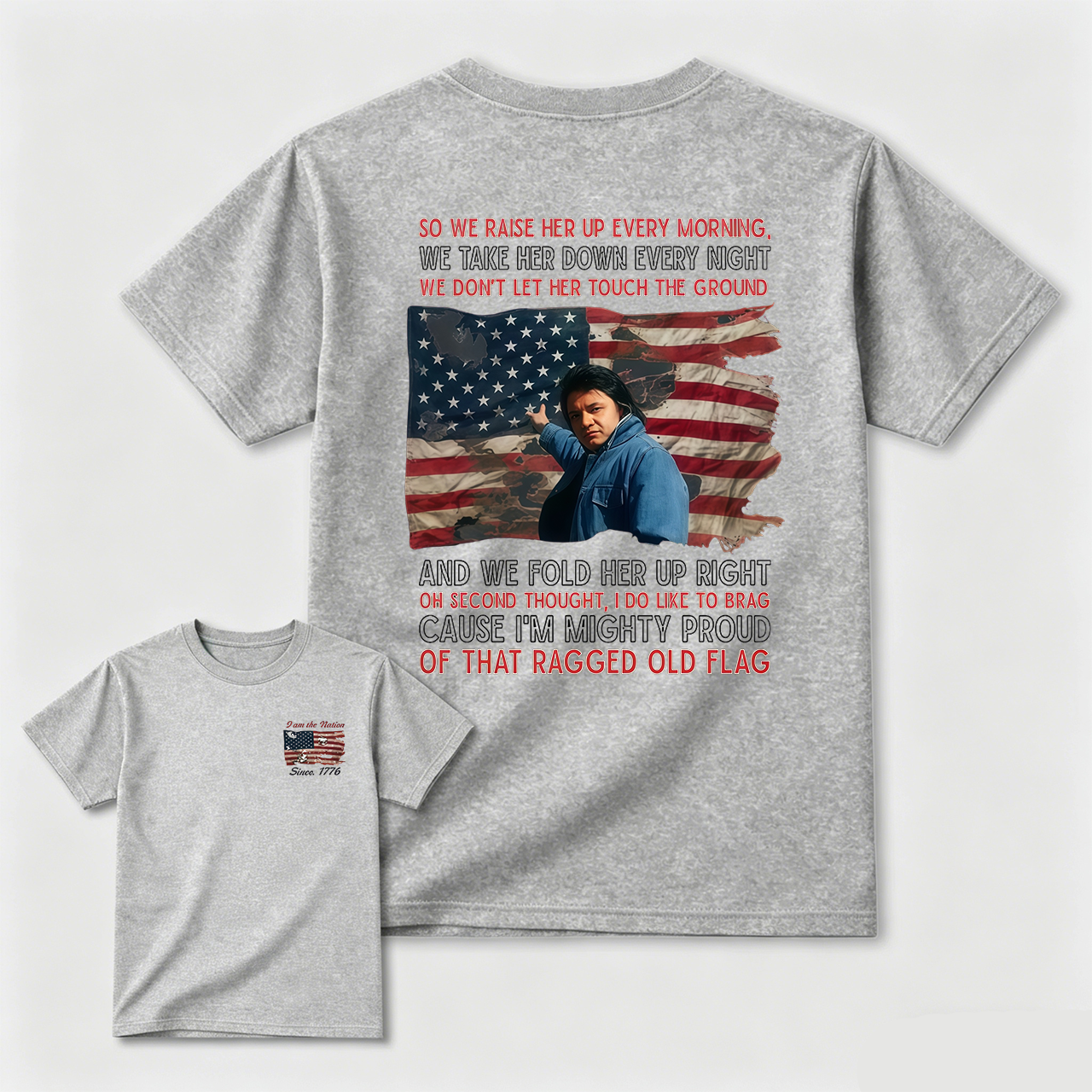 Johnny Cash 4th of July Tee, Ragged Old Flag T-Shirt, Legend of Country Music Shirt, American Independence Day Apparel, MADE IN USA
