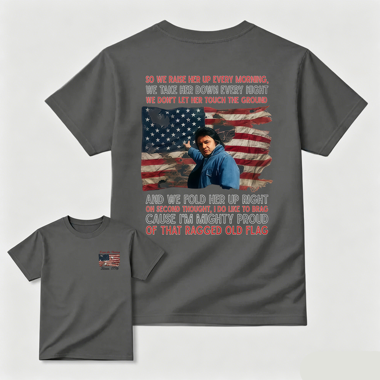 Johnny Cash 4th of July Tee, Ragged Old Flag T-Shirt, Legend of Country Music Shirt, American Independence Day Apparel, MADE IN USA