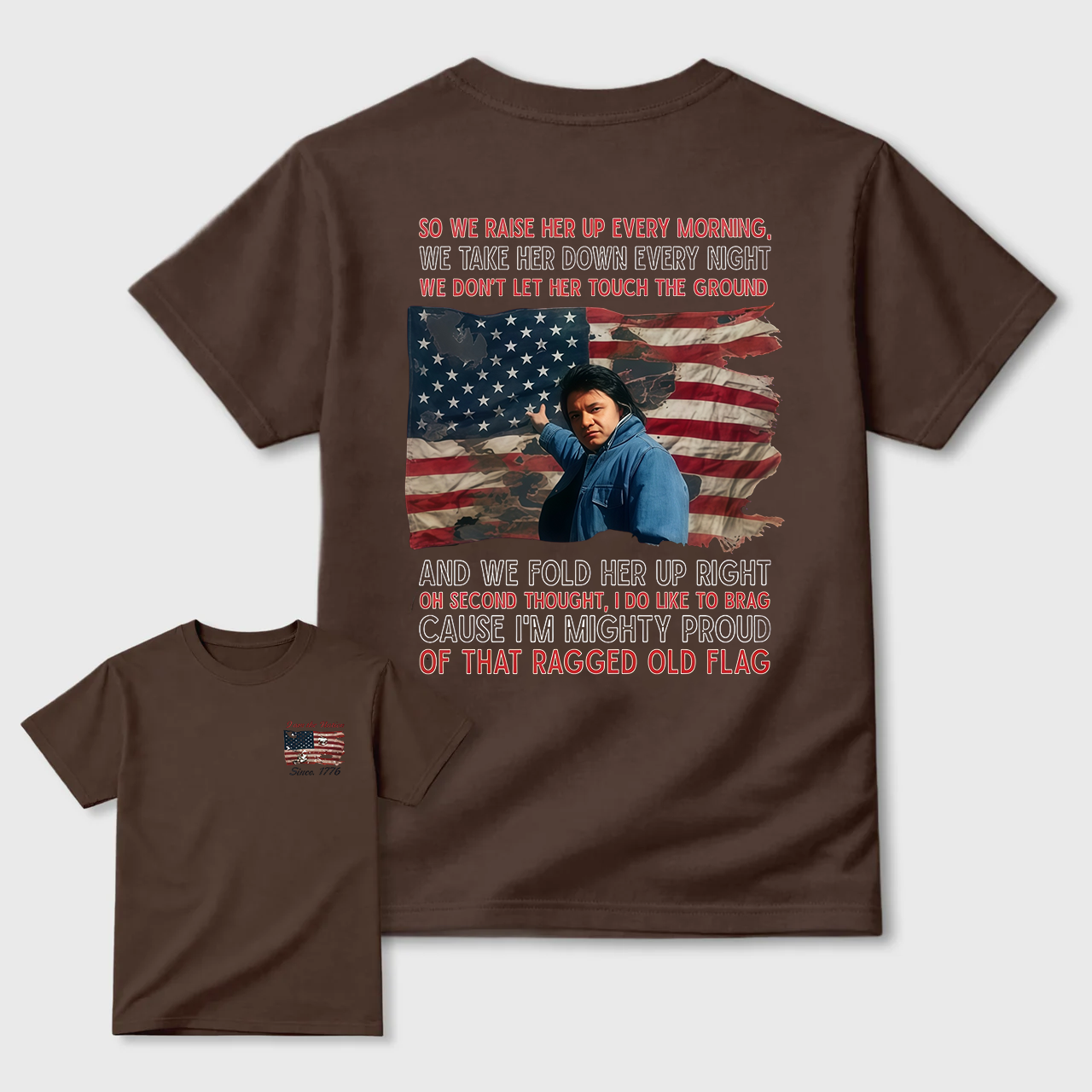 Johnny Cash 4th of July Tee, Ragged Old Flag T-Shirt, Legend of Country Music Shirt, American Independence Day Apparel, MADE IN USA