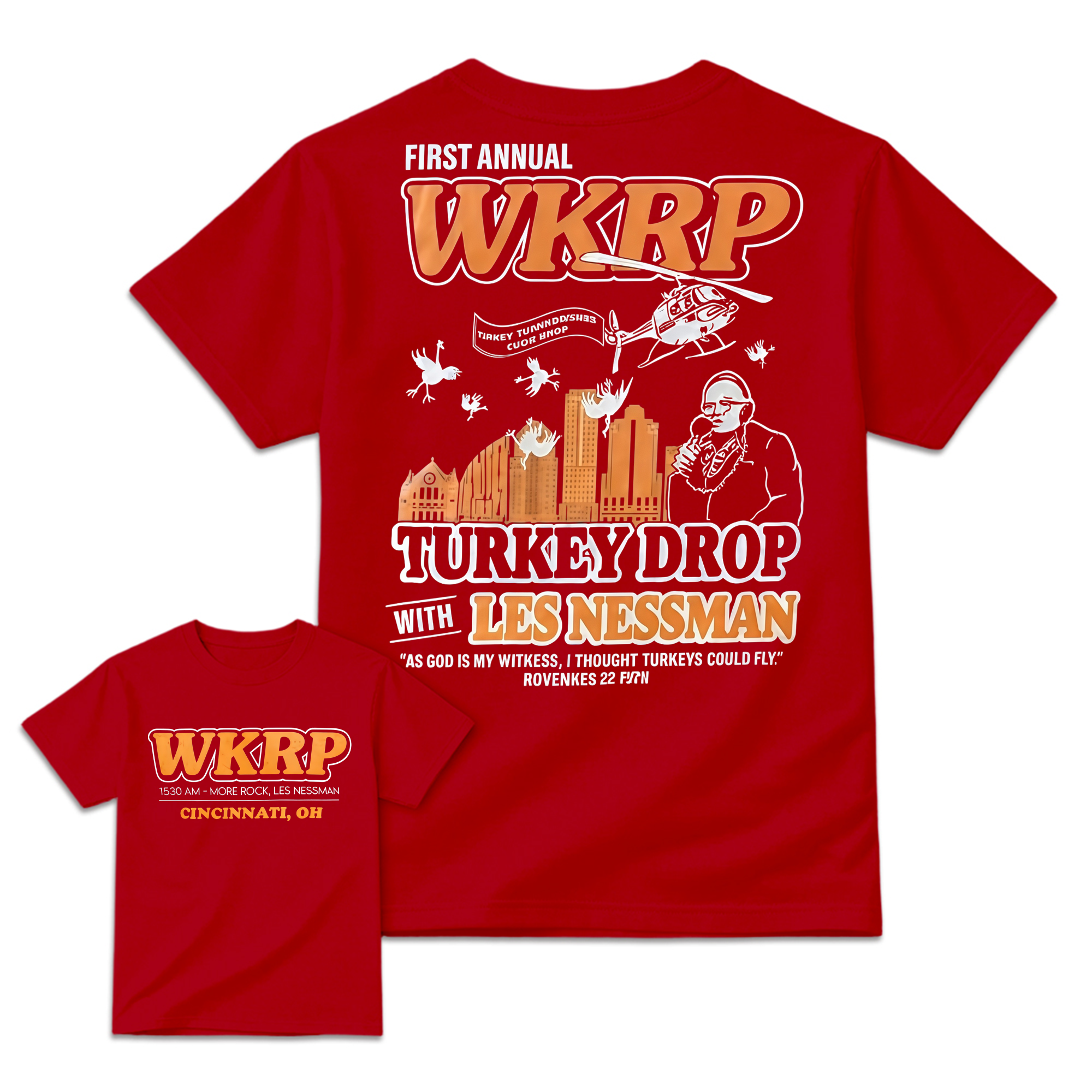 "As God Is My Witness" - WKRP Turkey Drop Retro Sitcom T-shirt