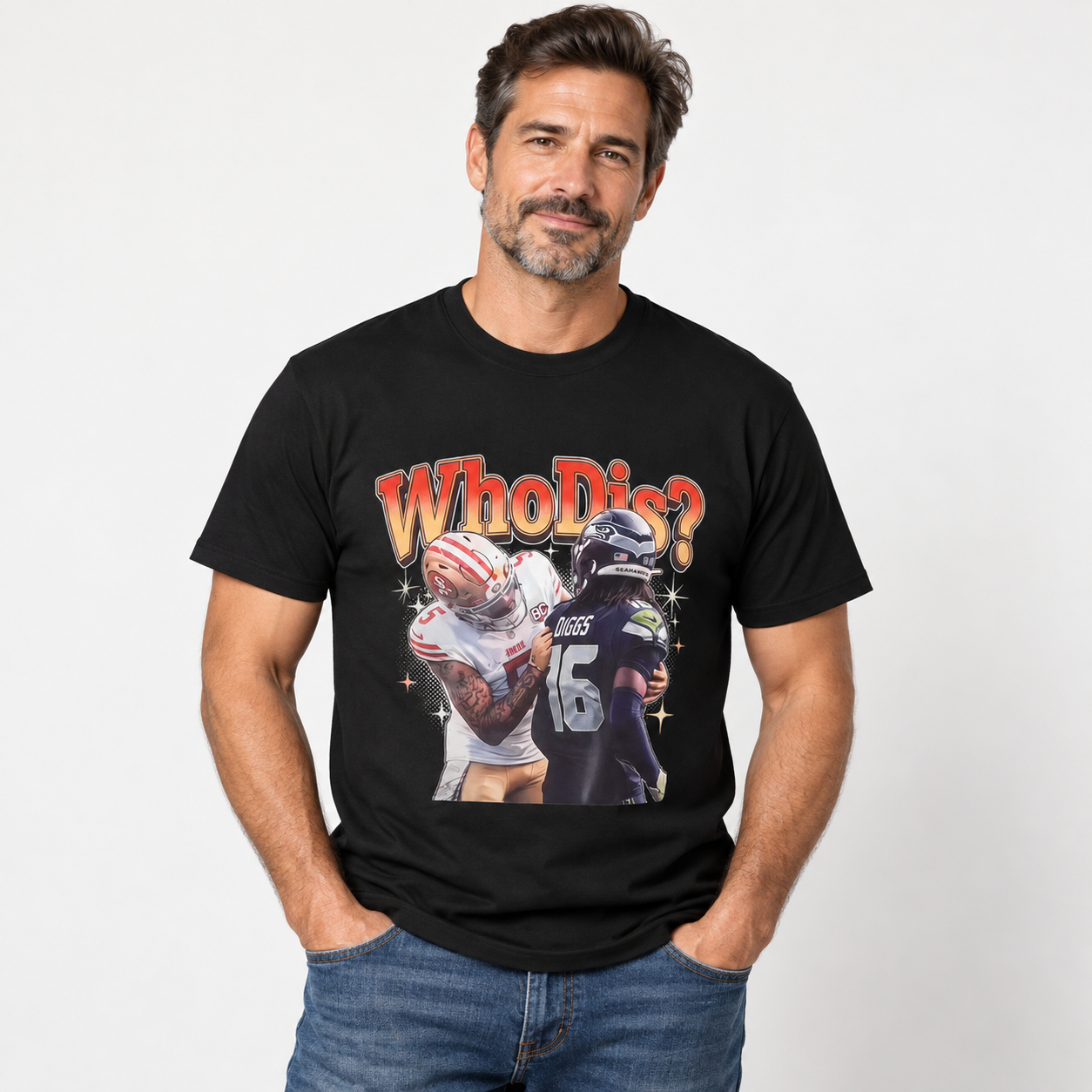 Who Dis Football Rivalry Graphic T-Shirt - Funny Football Player Meme Sports Tee