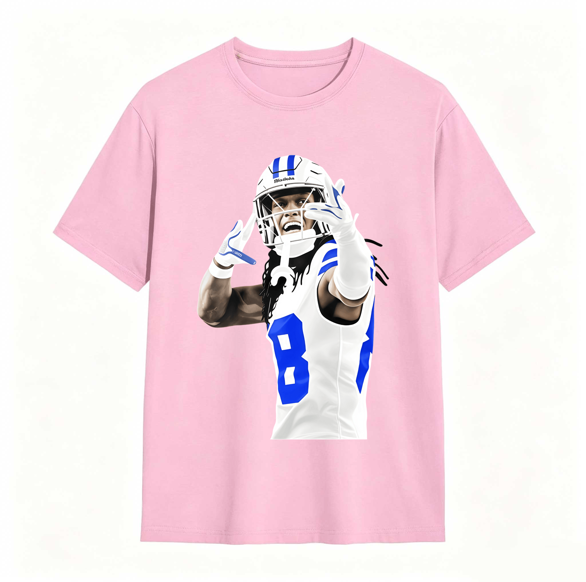 Dorawear™ Football Player In Action Pose With Number Eight T Shirt