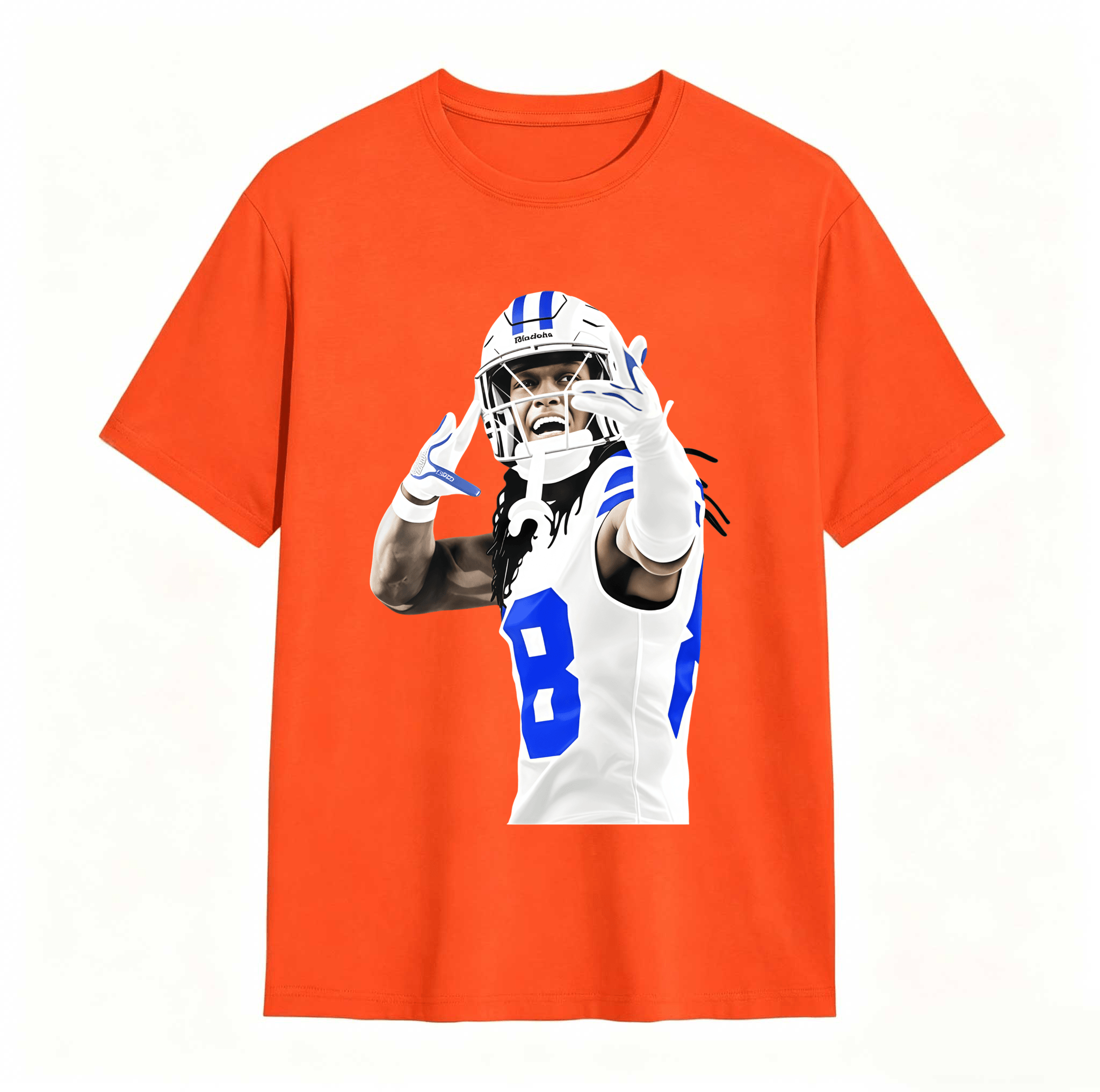 Dorawear™ Football Player In Action Pose With Number Eight T Shirt