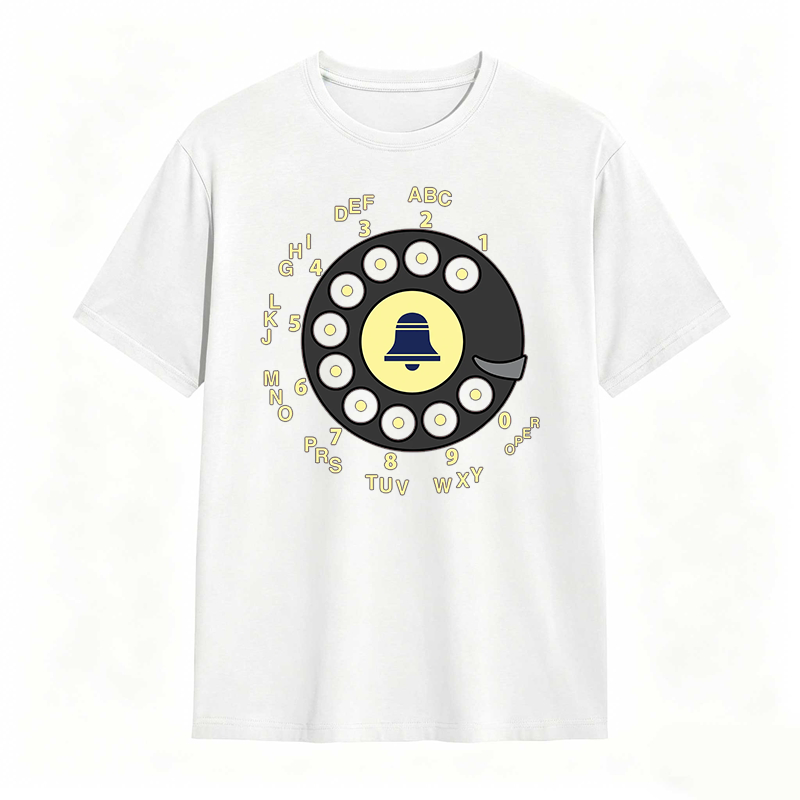 Retro Telephone Dial With Bell Design T-shirt