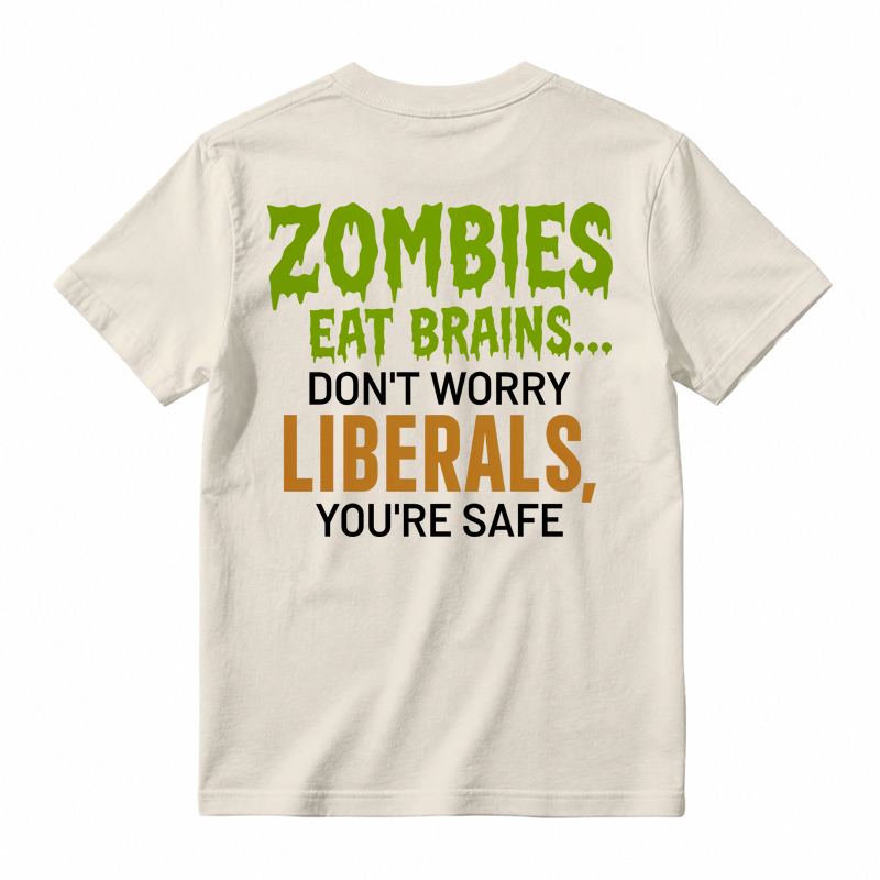 Zombies Eat Brains You're Safe Funny T-shirt