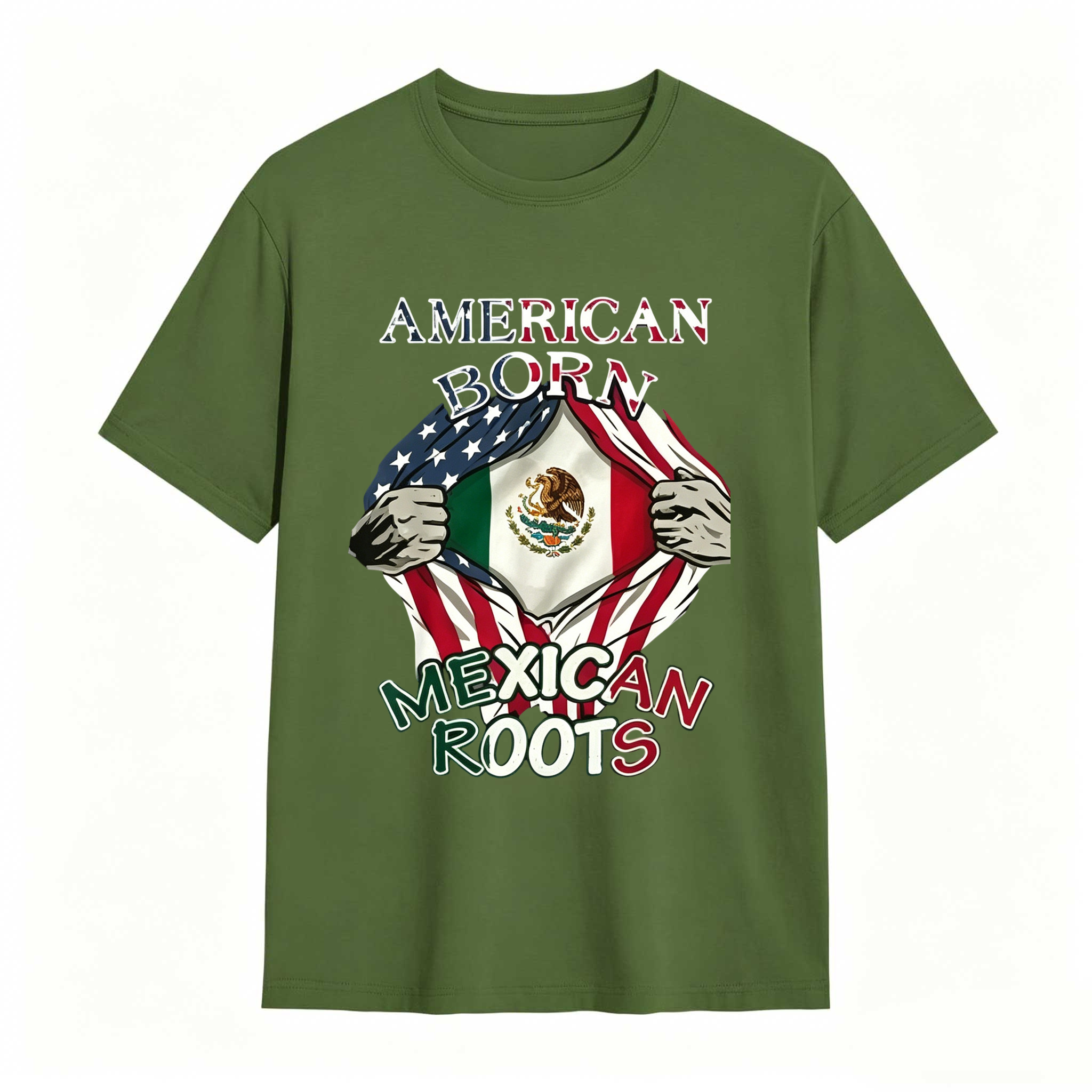 American Born Mexican Roots Flag Tee Proud USA Love Mexico T-Shirt