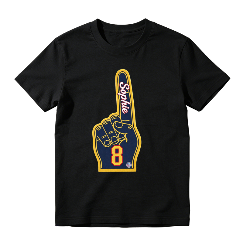 Custom Name Sophie Number 8 Foam Finger Graphic Black T-Shirt