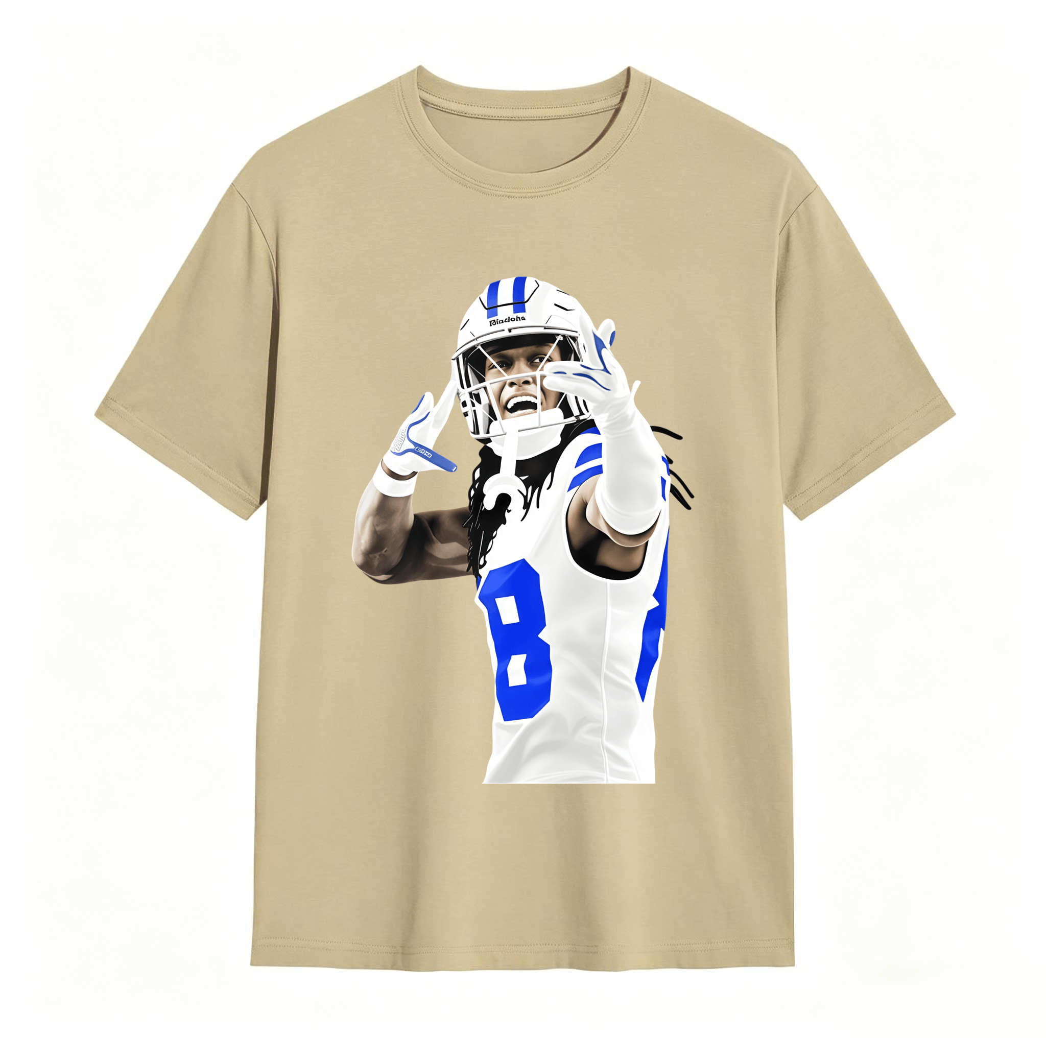 Dorawear™ Football Player In Action Pose With Number Eight T Shirt