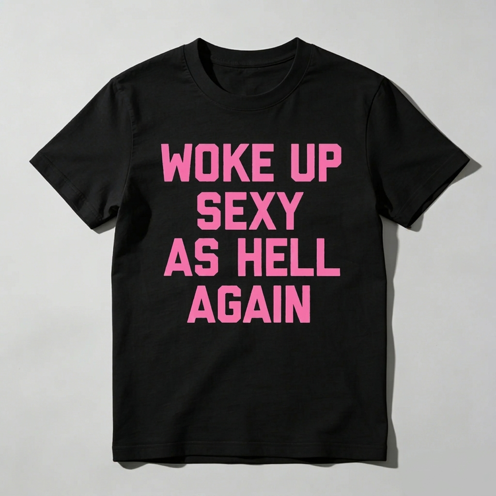 Dorawear™  Woke Up Sexy As Hell Again T-Shirt Funny Saying Sarcastic T-Shirt,Made in USA Women's Shirts  100% cotton