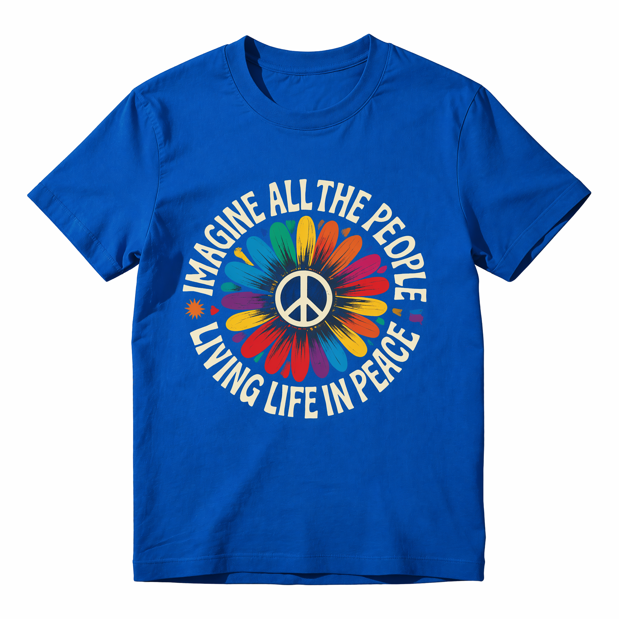 Imagine Peace T-Shirt | "Imagine All the People Living Life in Peace" | Floral Daisy Peace Sign Tee | Hippie Boho Graphic Shirt