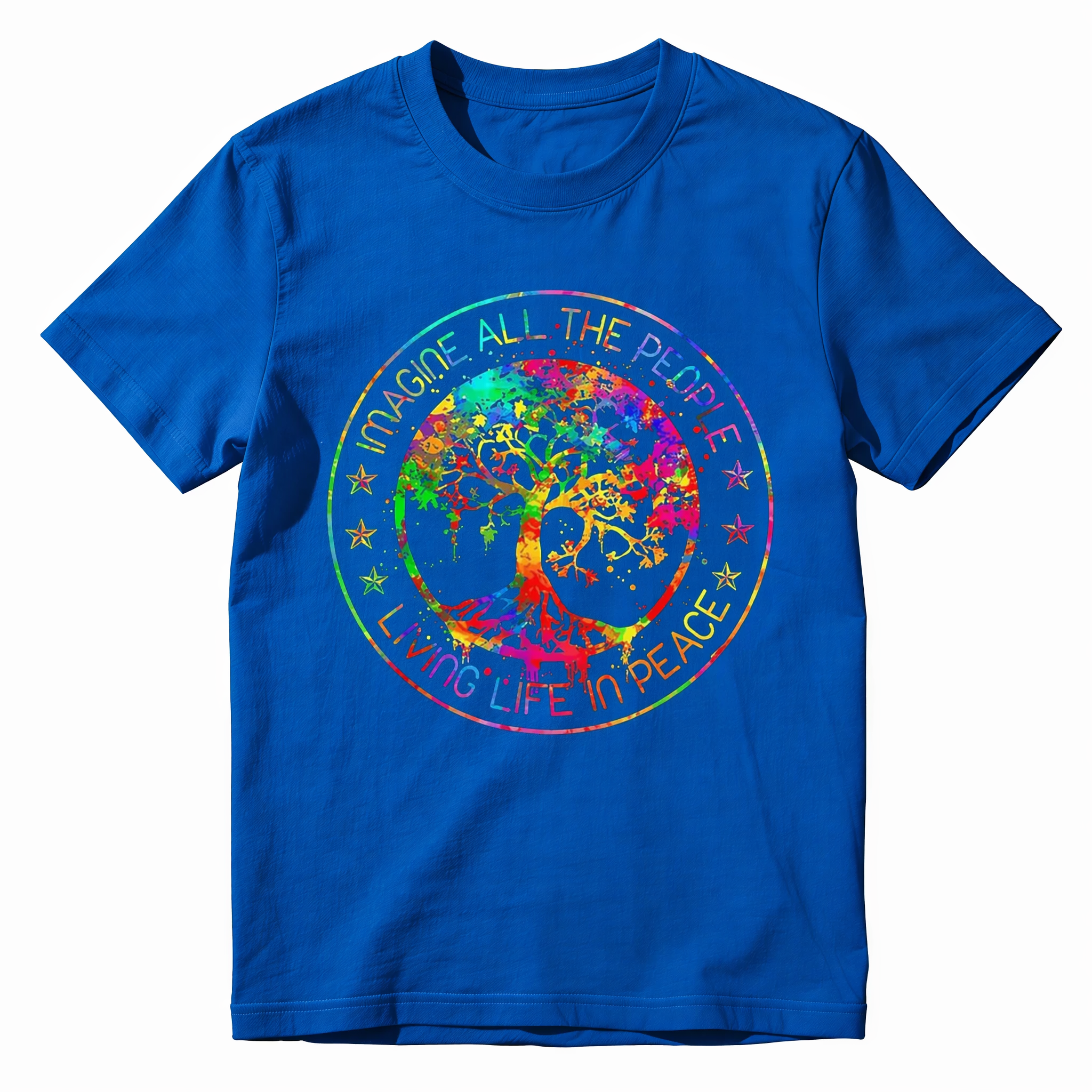 NEW LIMITED All The People Imagine Living Life in Peace Hippie Tie Dye T-Shirt Same Style for Men And Women 2026 Summer Short-Sleeved Printed T-Shirt Pure Casual Tshirt