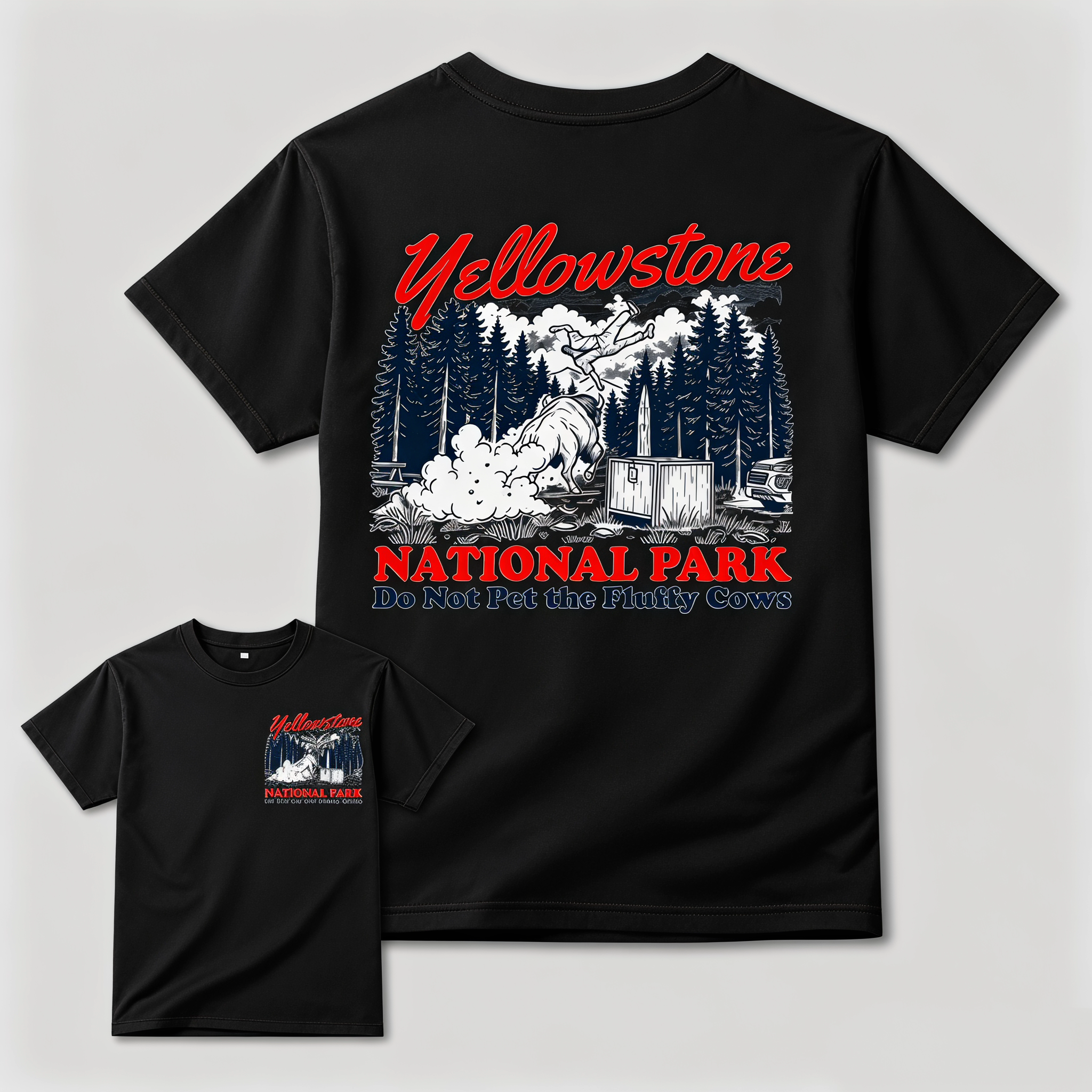 Yellowstone National Park Do Not Pet The Fluffy Cows Graphic T-Shirt | Funny Camping Tee