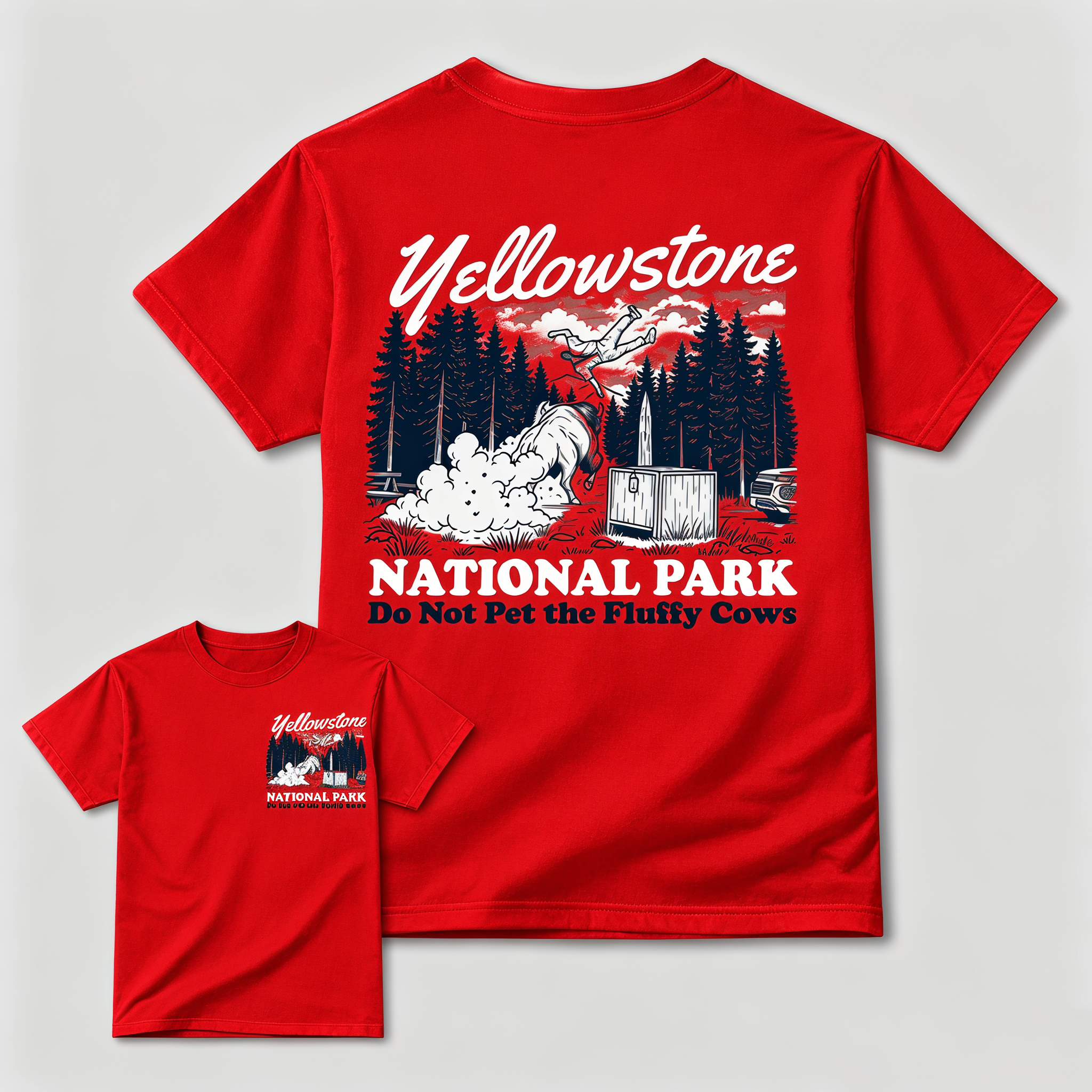 Yellowstone National Park Do Not Pet The Fluffy Cows Graphic T-Shirt | Funny Camping Tee