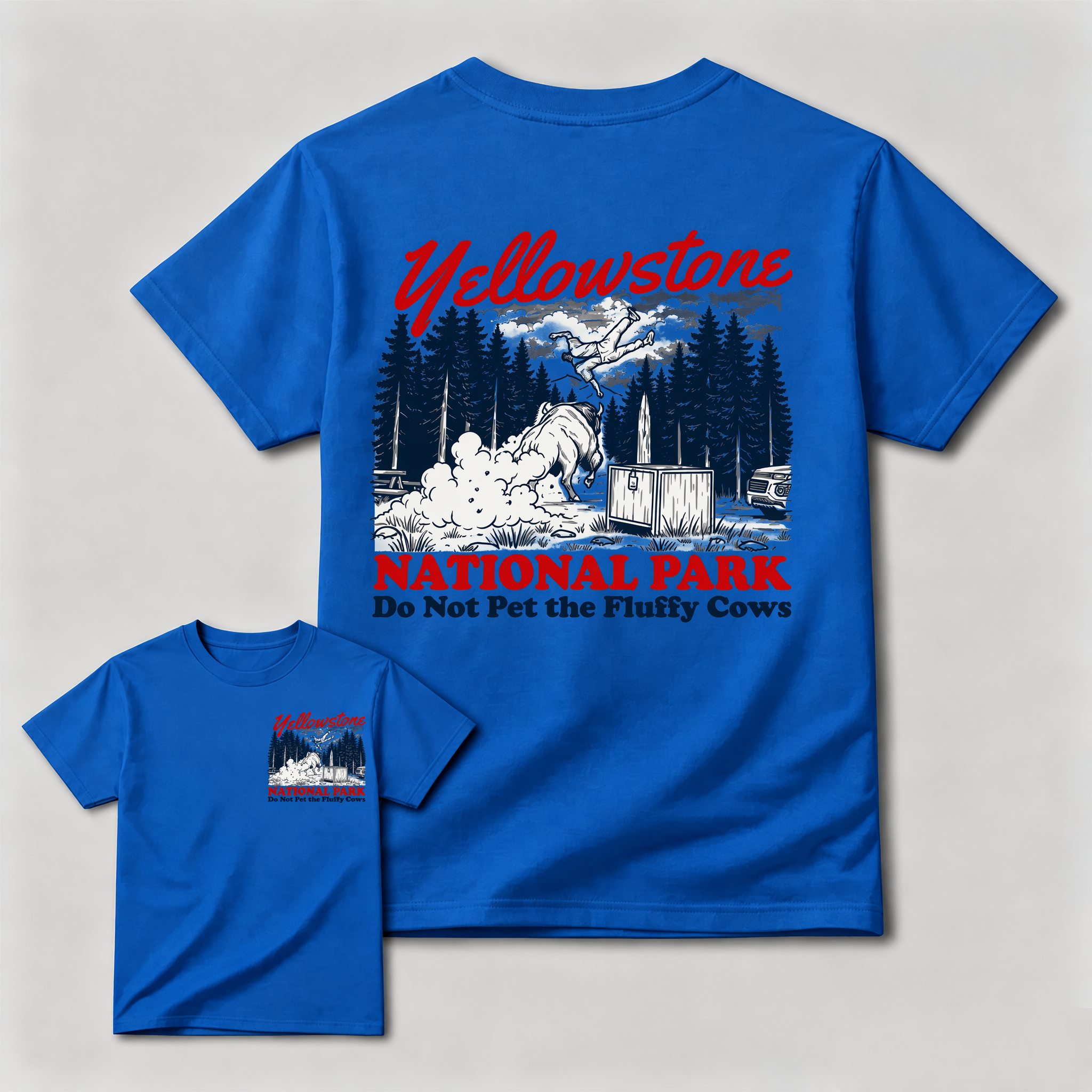 Yellowstone National Park Do Not Pet The Fluffy Cows Graphic T-Shirt | Funny Camping Tee