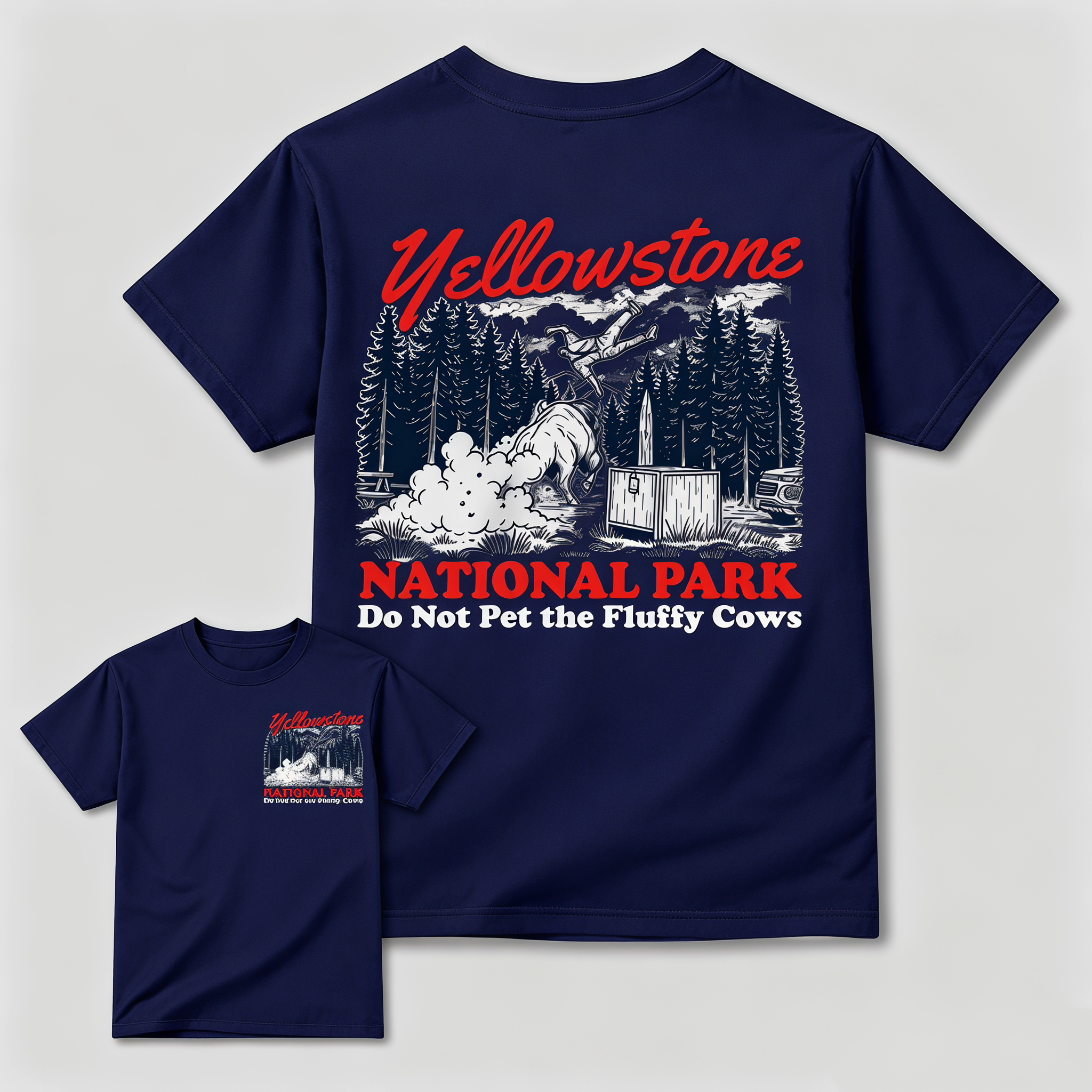 Yellowstone National Park Do Not Pet The Fluffy Cows Graphic T-Shirt | Funny Camping Tee