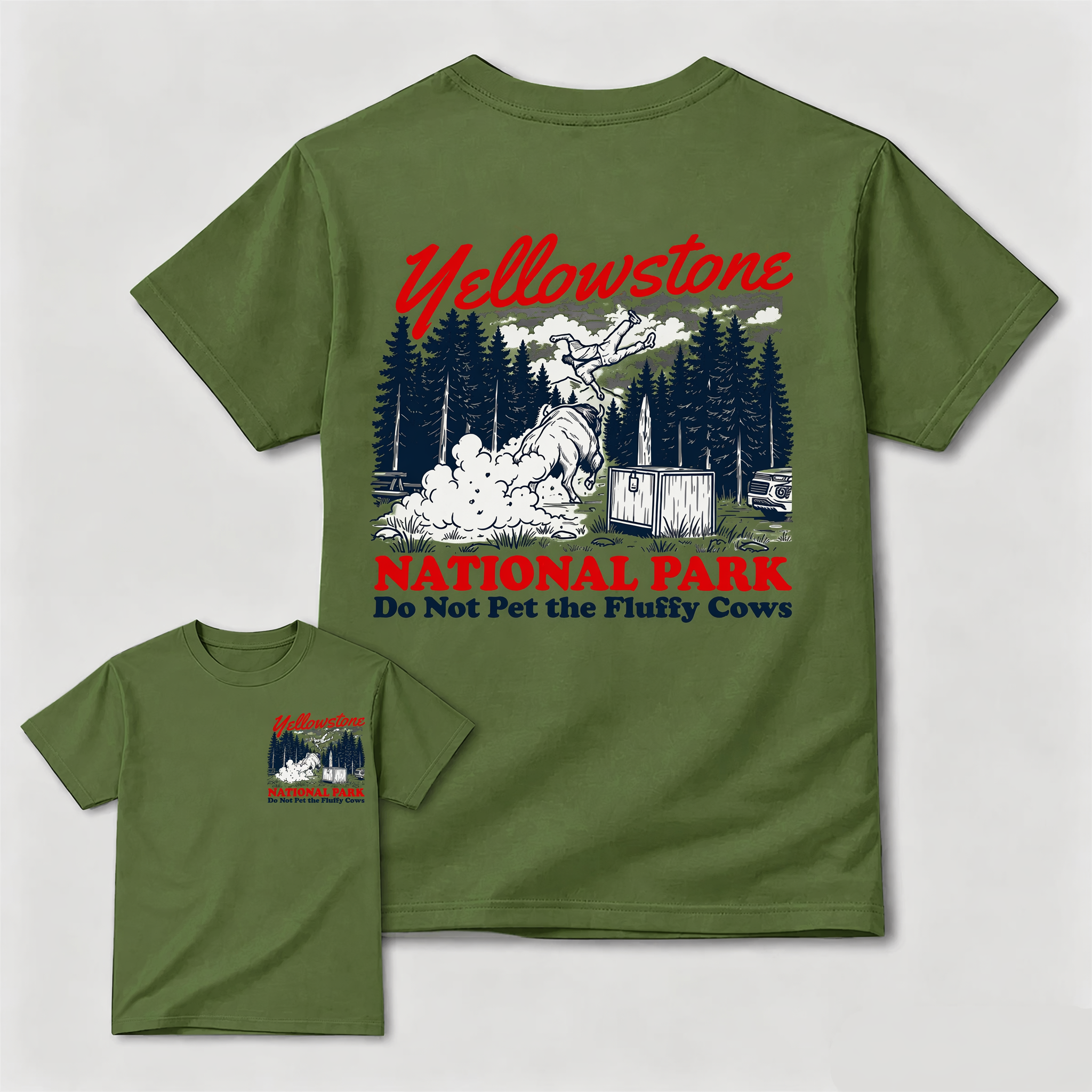 Yellowstone National Park Do Not Pet The Fluffy Cows Graphic T-Shirt | Funny Camping Tee