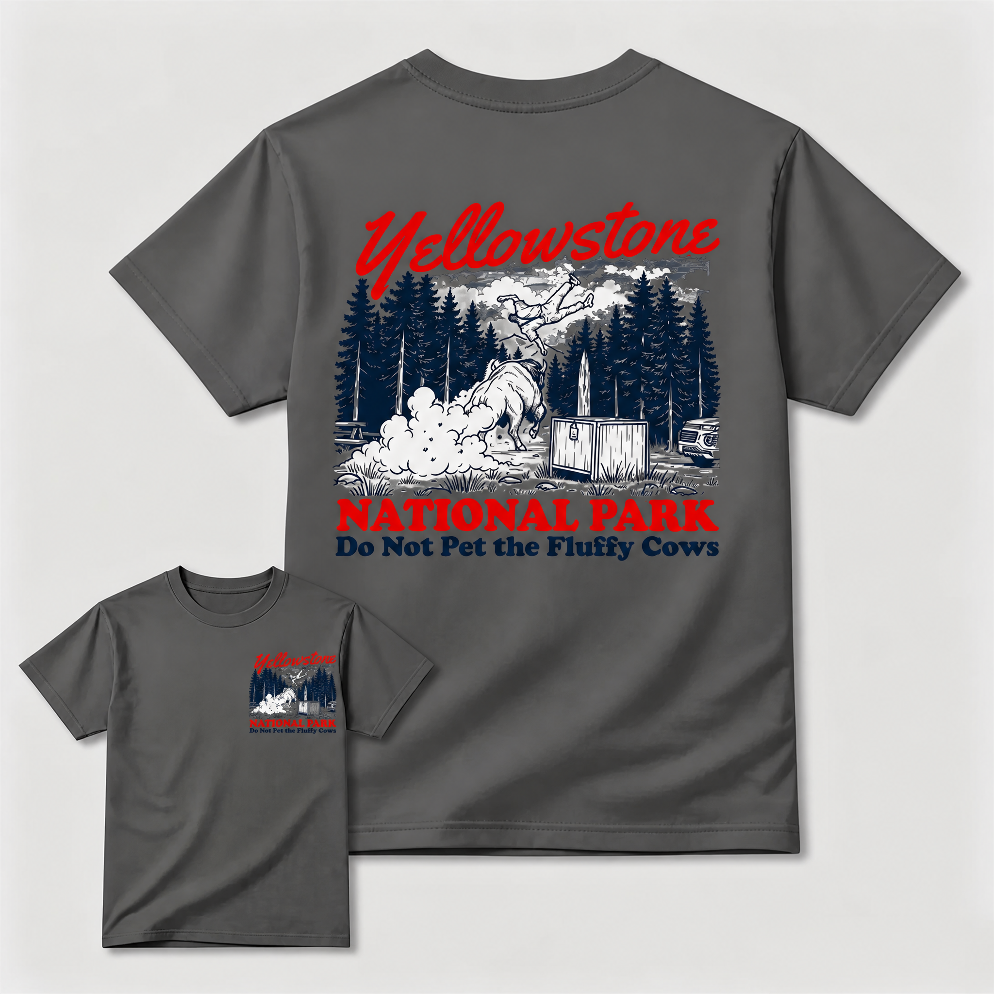 Yellowstone National Park Do Not Pet The Fluffy Cows Graphic T-Shirt | Funny Camping Tee