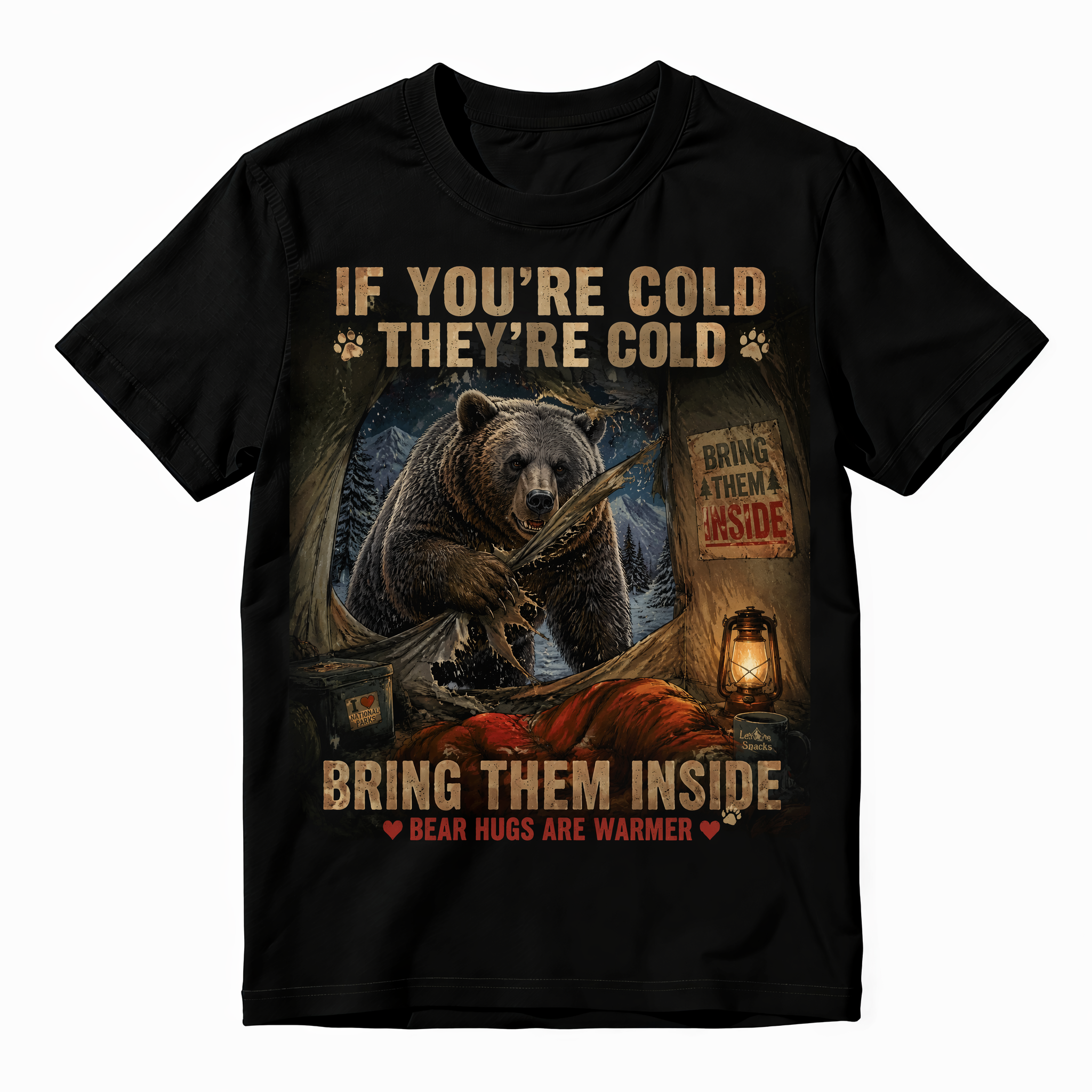 "If You're Cold They're Cold" Sarcastic Grizzly Bear Vintage T-Shirt