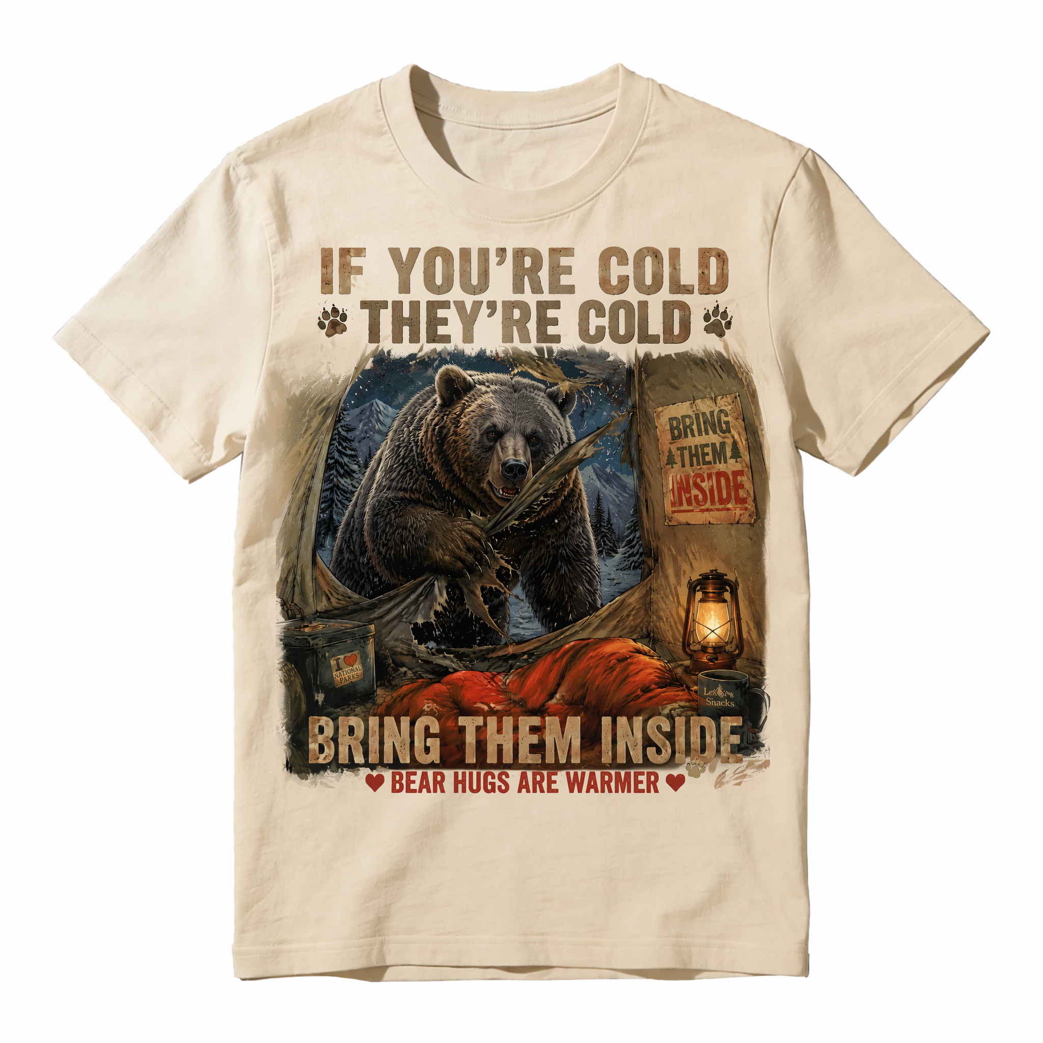 "If You're Cold They're Cold" Sarcastic Grizzly Bear Vintage T-Shirt
