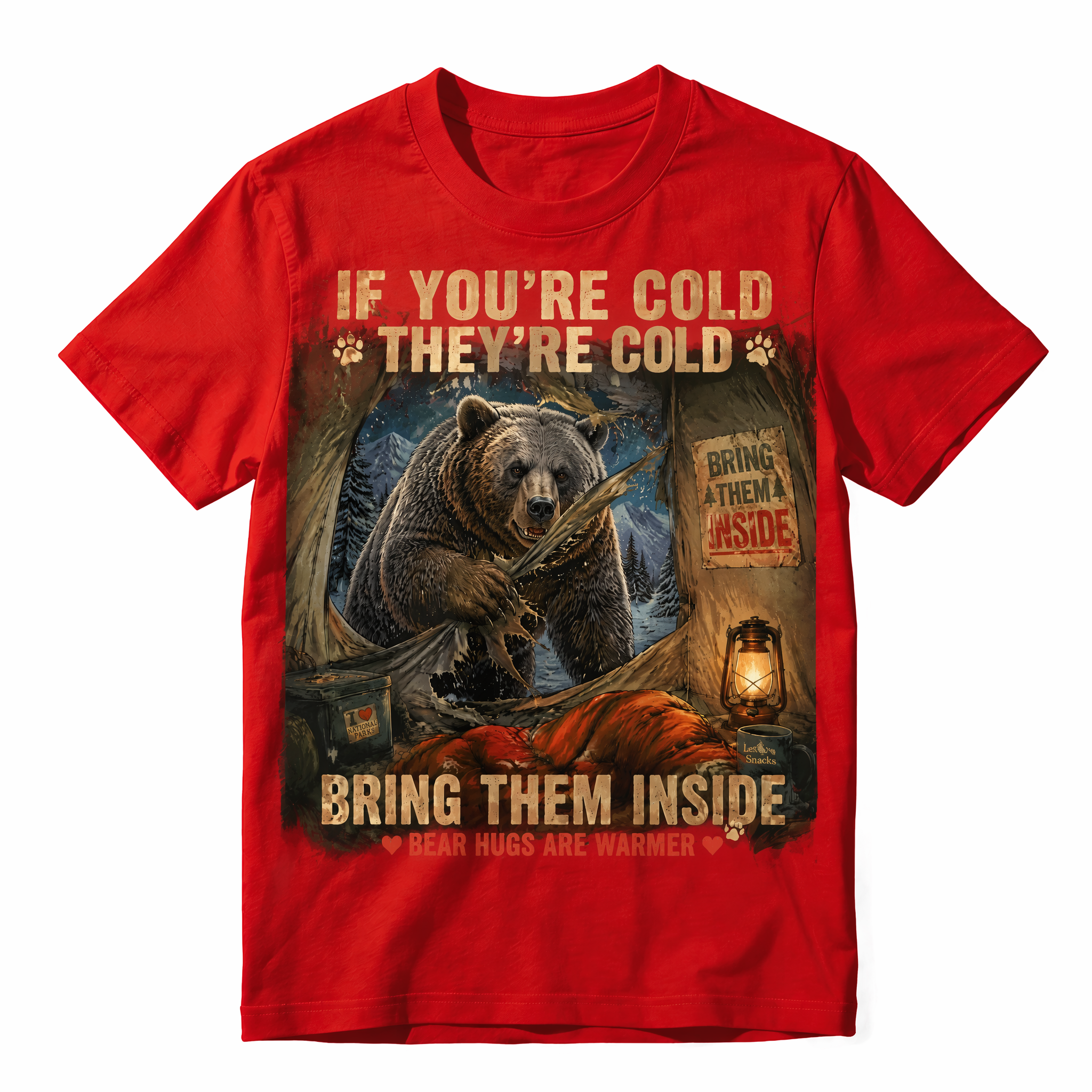 "If You're Cold They're Cold" Sarcastic Grizzly Bear Vintage T-Shirt