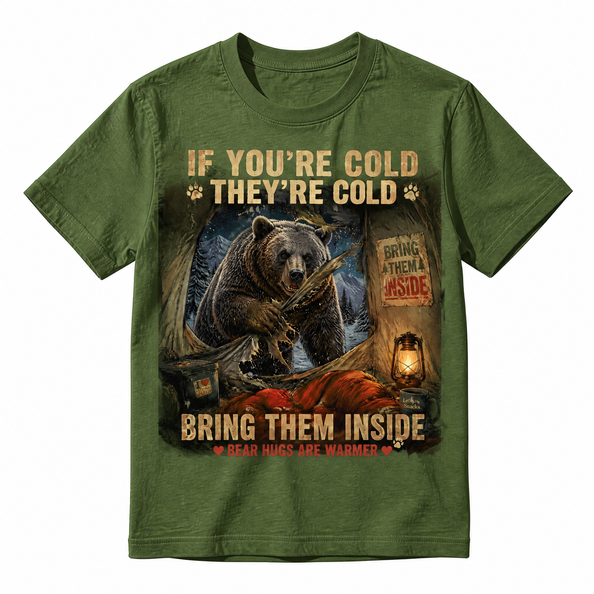 "If You're Cold They're Cold" Sarcastic Grizzly Bear Vintage T-Shirt
