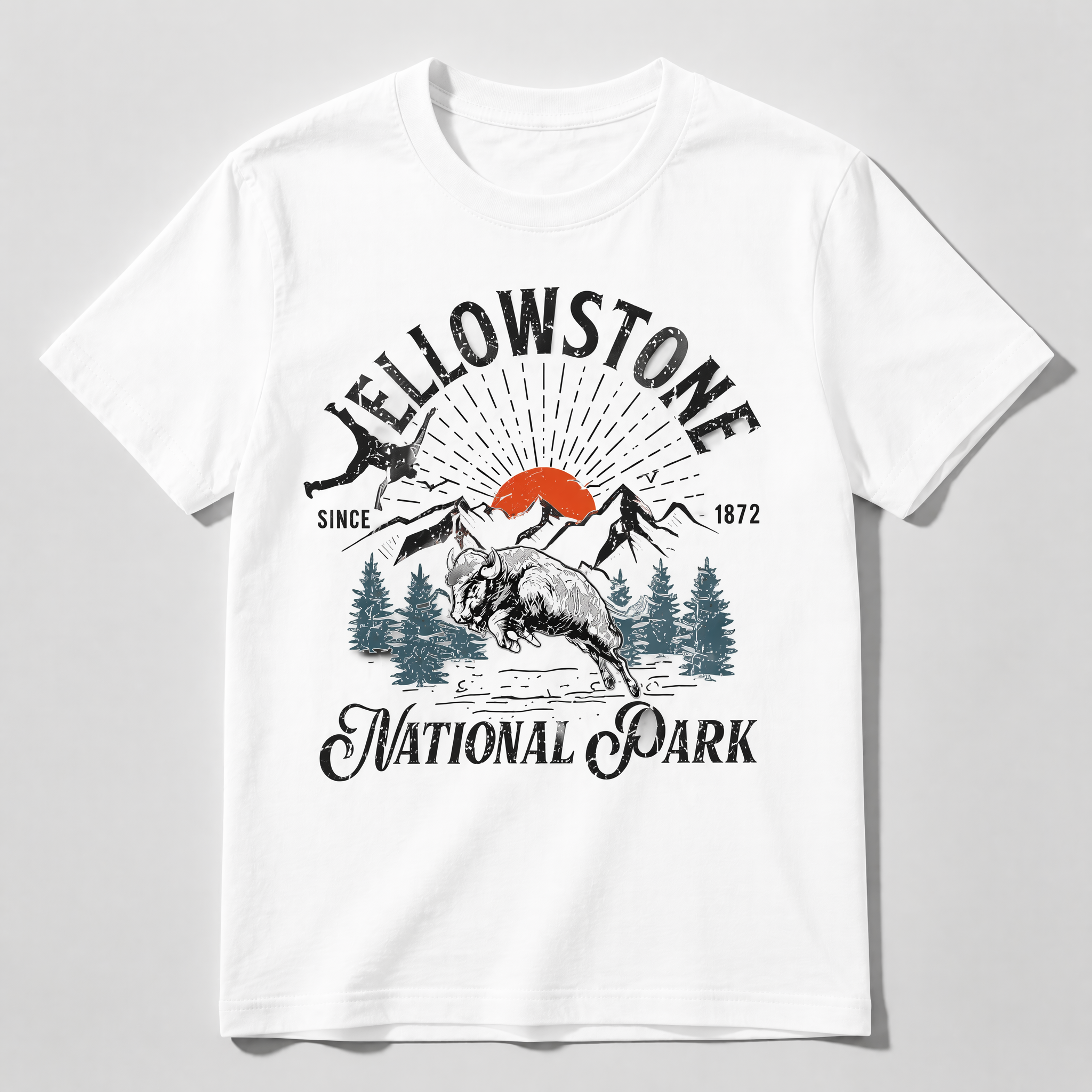 Yellowstone National Park Vintage Bison Graphic T-Shirt | Retro Outdoor Adventure Tee
