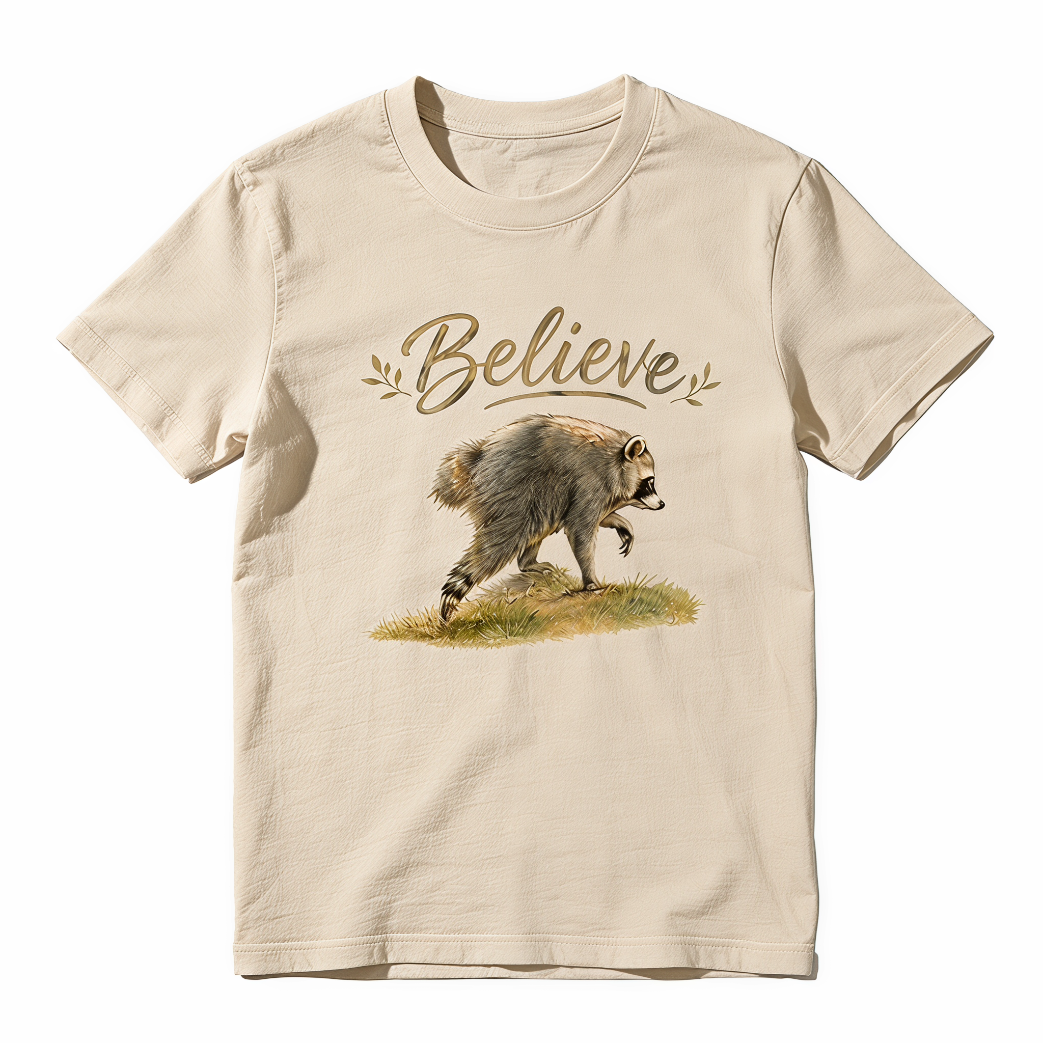 Believe Raccoon Vintage Graphic T-Shirt | Cute Wildlife Animal Lover Tee