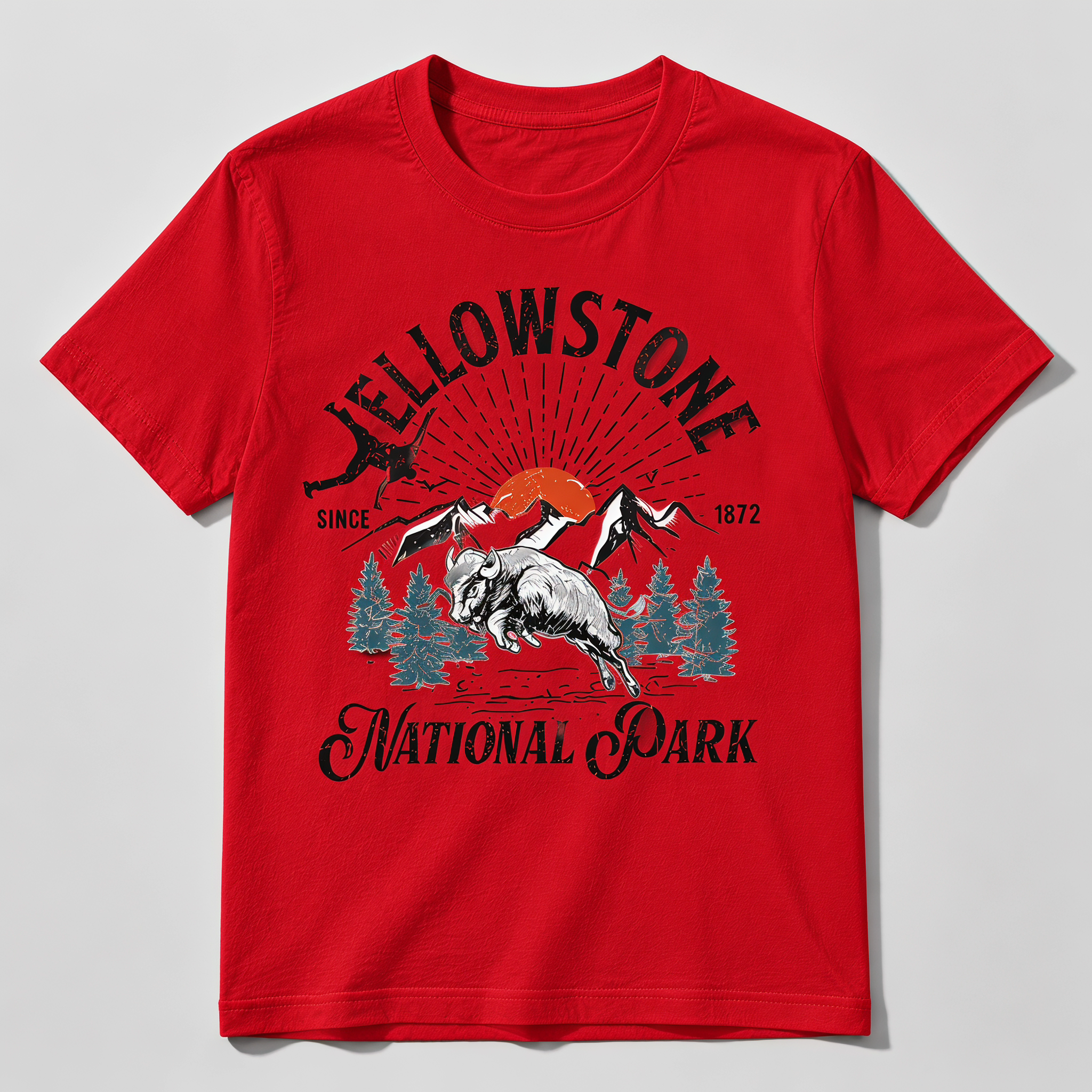 Yellowstone National Park Vintage Bison Graphic T-Shirt | Retro Outdoor Adventure Tee