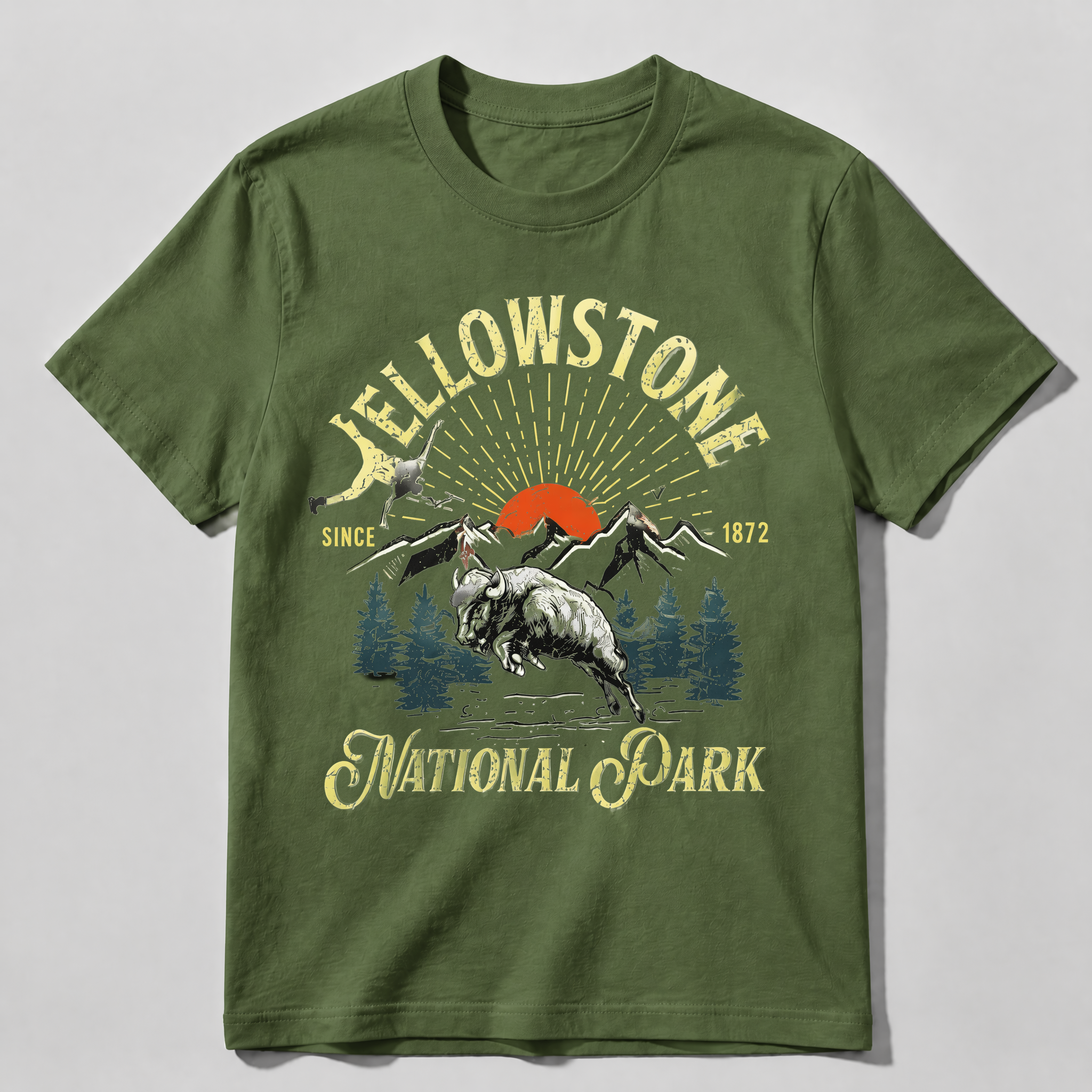 Yellowstone National Park Vintage Bison Graphic T-Shirt | Retro Outdoor Adventure Tee