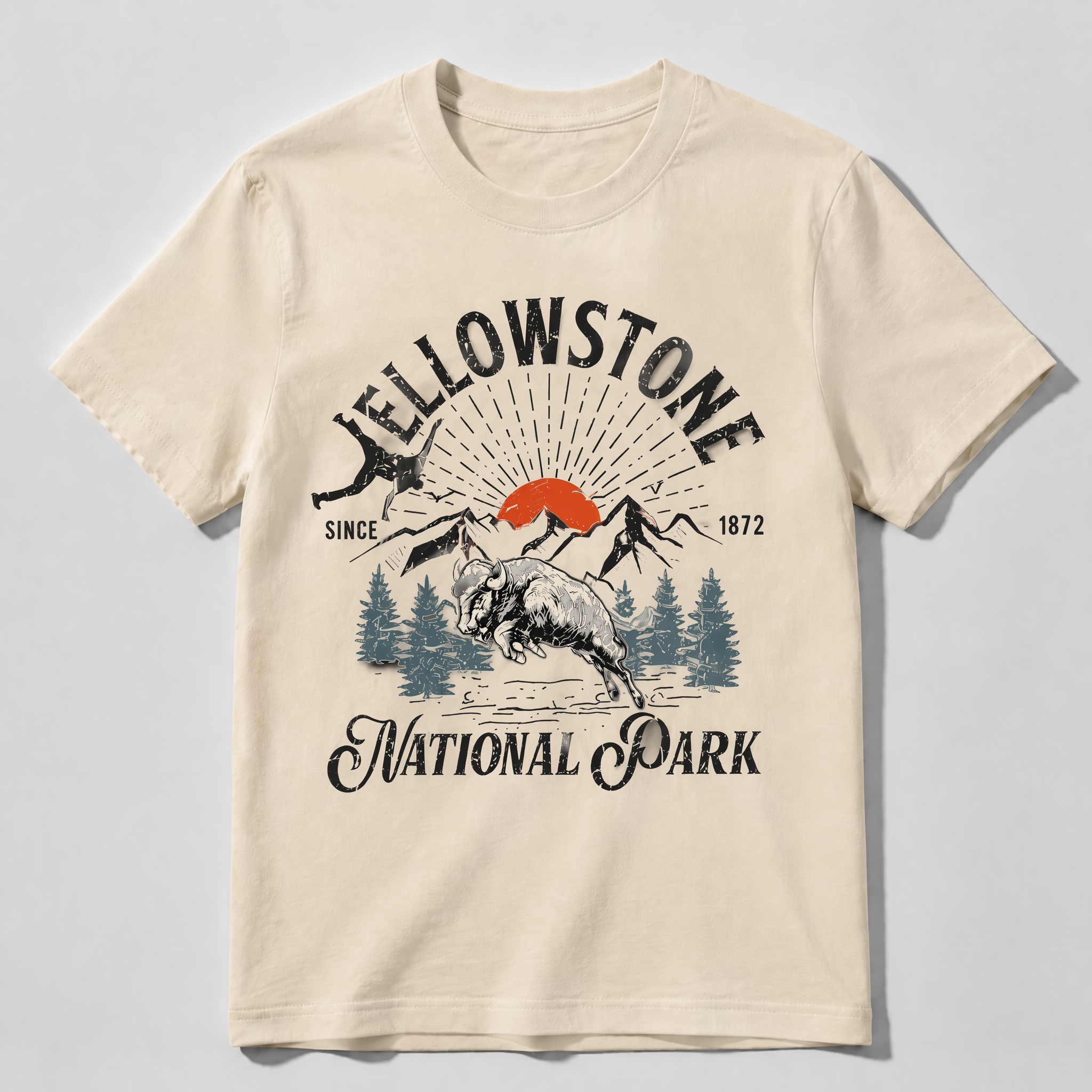 Yellowstone National Park Vintage Bison Graphic T-Shirt | Retro Outdoor Adventure Tee
