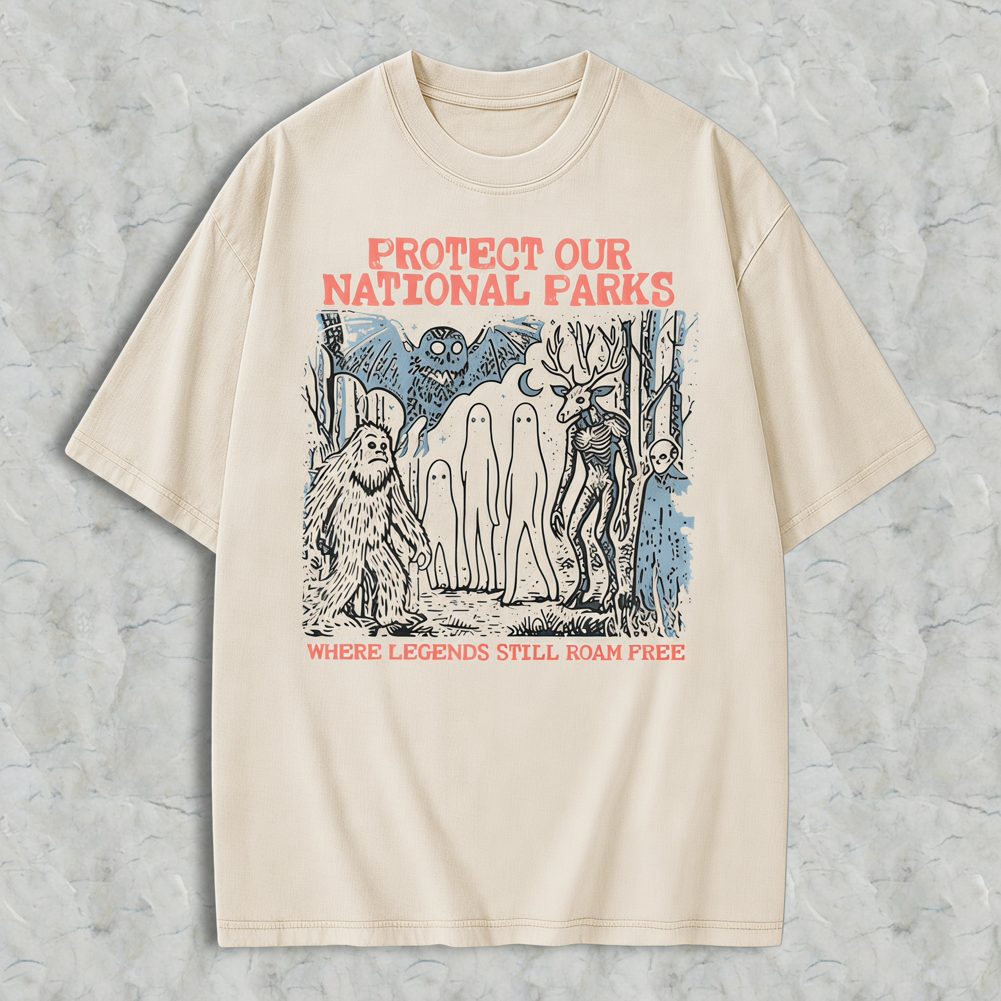 Protect Our National Parks Where Legends Still Roam Free Graphic Washed T-shirt