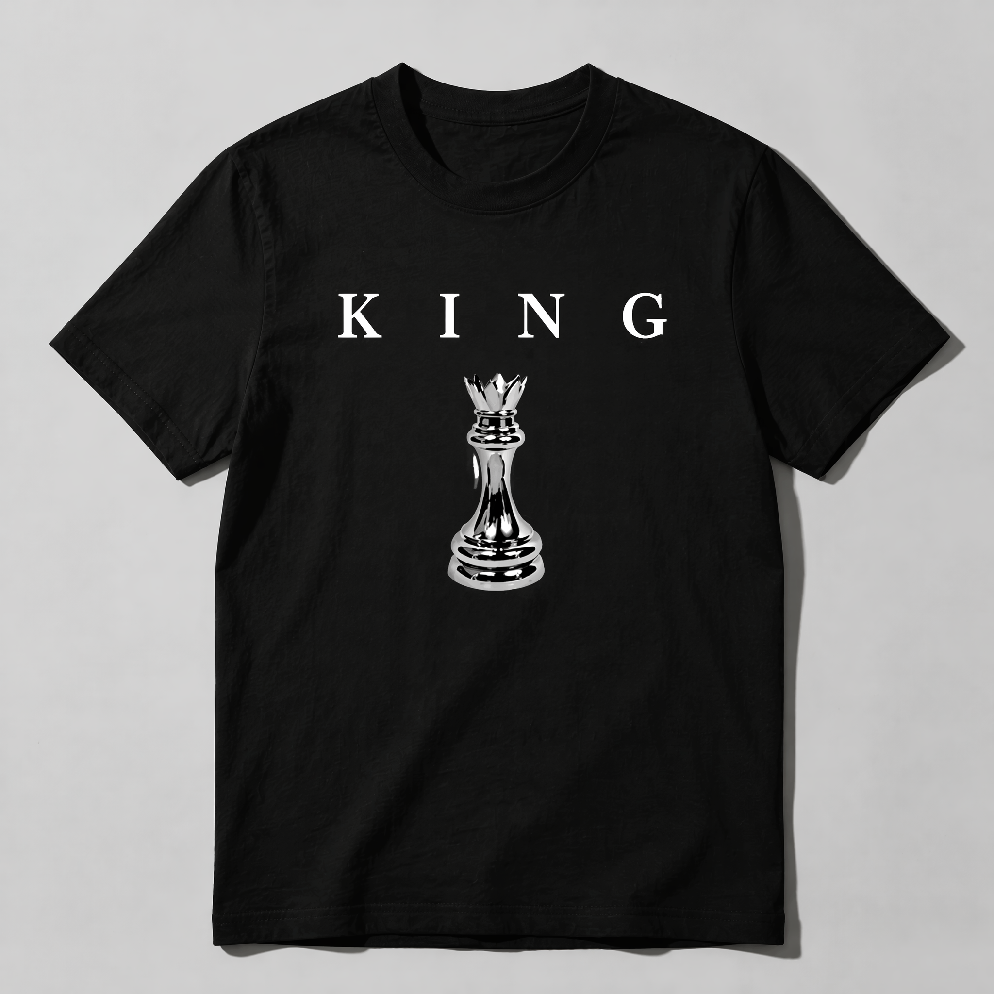 Men's short-sleeved T-shirt, letter print crew neck, summer running T-shirt，This chess king-patterned T-shirt is made of 100% pure cotton, offering a loose, comfortable, and stylish look