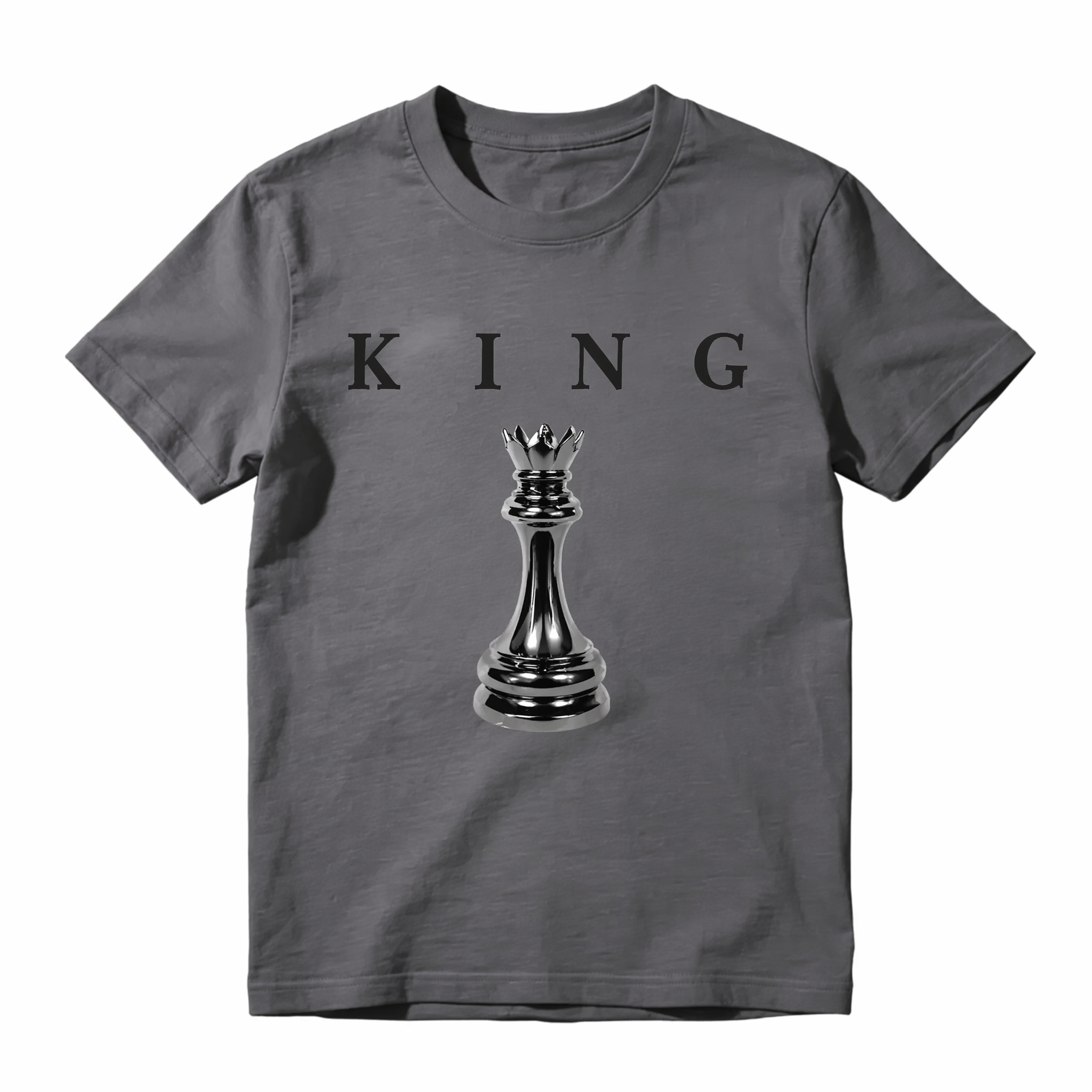 Men's short-sleeved T-shirt, letter print crew neck, summer running T-shirt，This chess king-patterned T-shirt is made of 100% pure cotton, offering a loose, comfortable, and stylish look