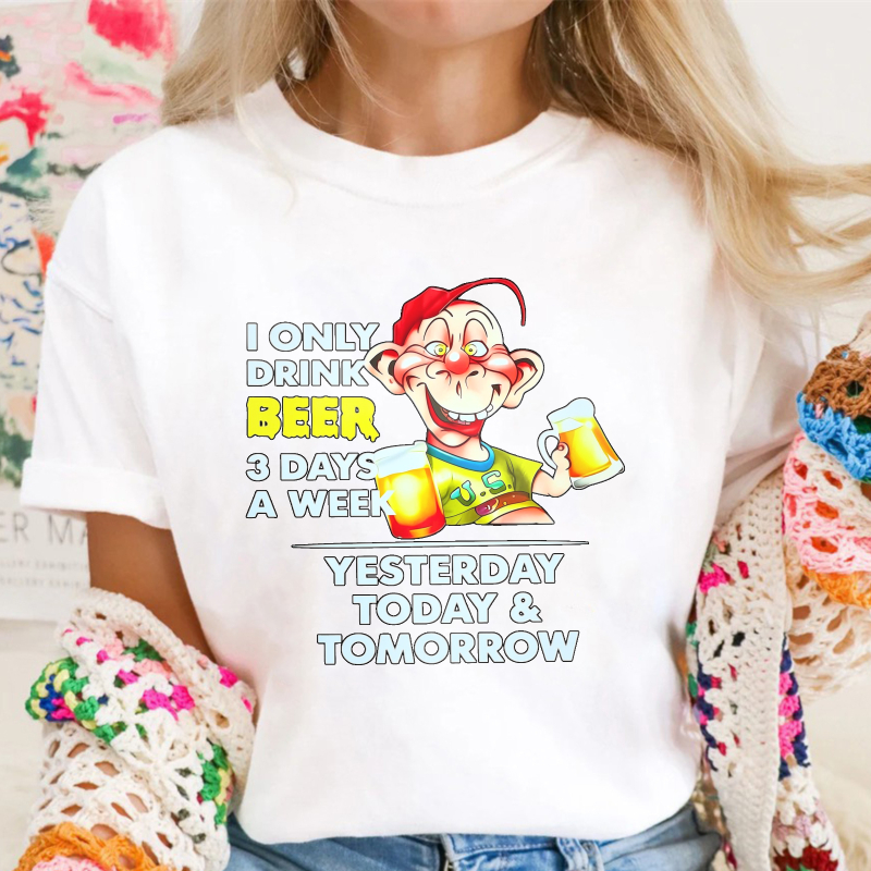 Cartoon Monkey Drinking Beer I Only Drink Beer 3 Days A Week Yesterday Today And Tomorrow Unisex Classic T-shirt