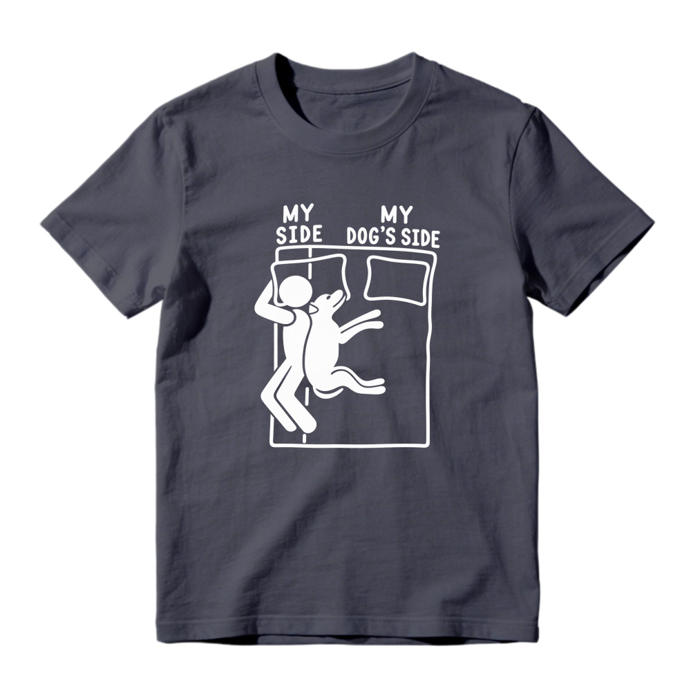 My Side My Dog S Side Funny Pet Lover Bed Sharing Graphic T-shirt