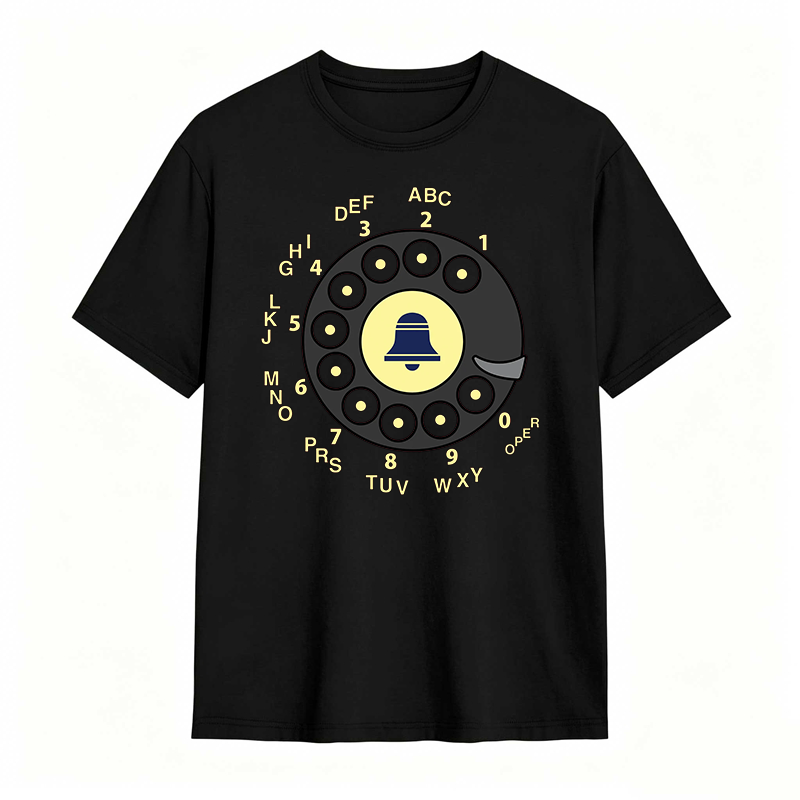 Retro Telephone Dial With Bell Design T-shirt