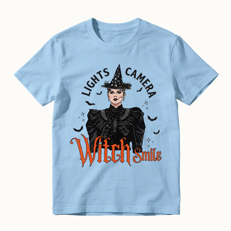 Lights, Camera, Witch Smile! Premium Spooky Season Graphic T-shirt