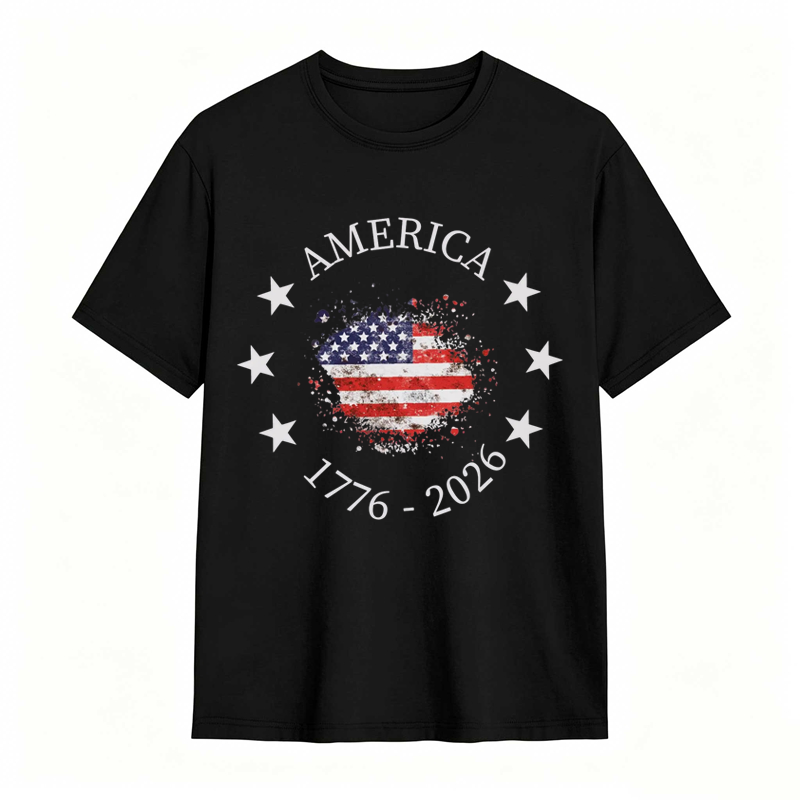 America 250th Anniversary Patriotic USA Flag Graphic Tee