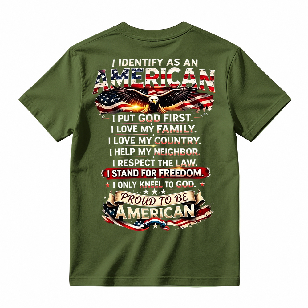 Proud To Be American Patriotic Quote Eagle USA Flag Casual Graphic T-Shirt