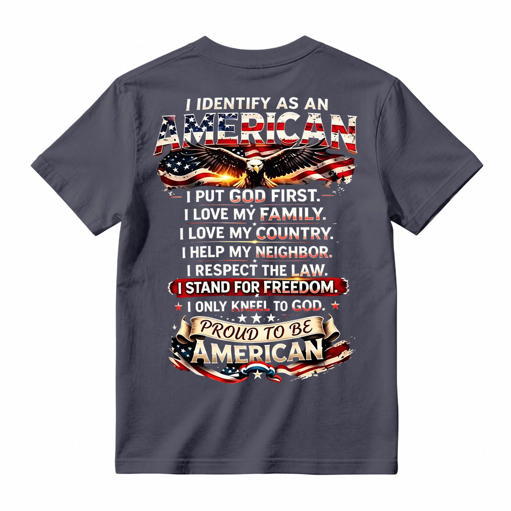 Proud To Be American Patriotic Quote Eagle USA Flag Casual Graphic T-Shirt